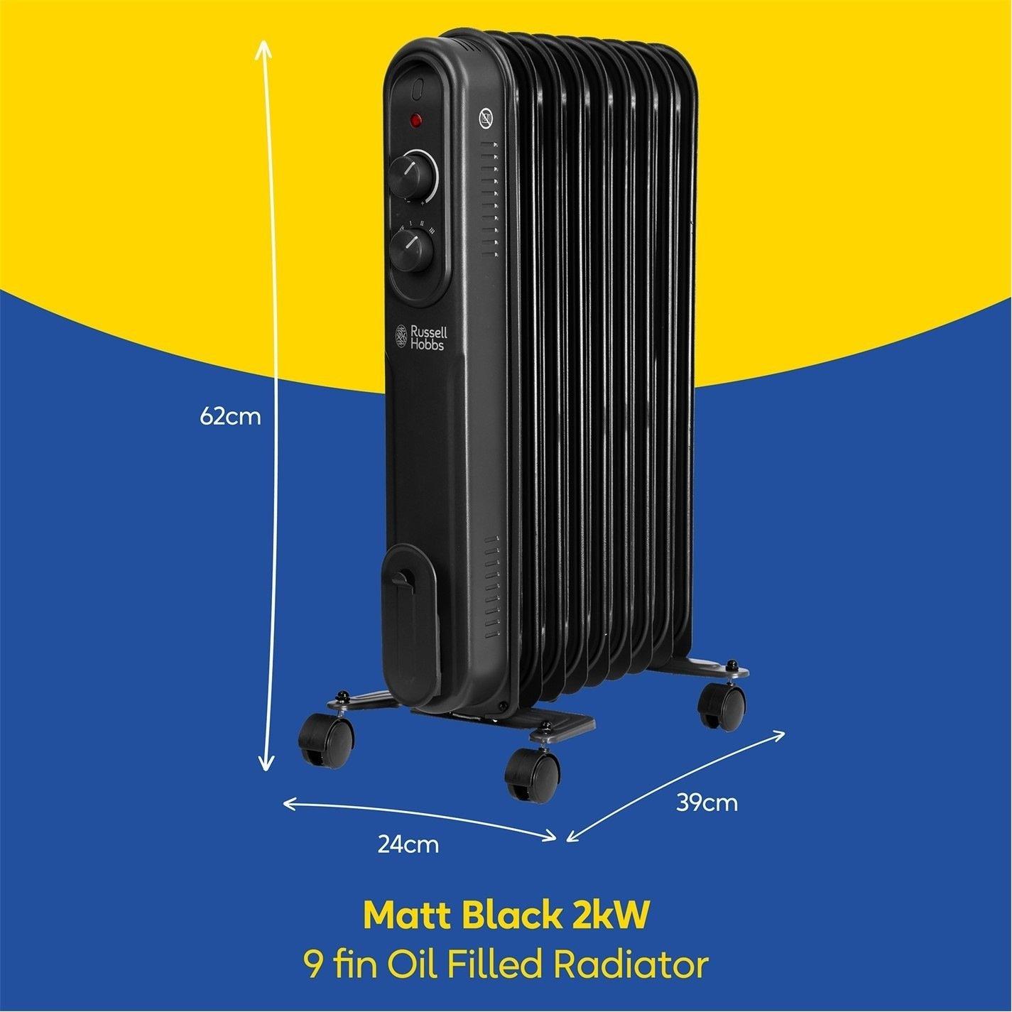 Matt Black - Russell Hobbs - RHOFR9004B Oil Filled Radiator - 2