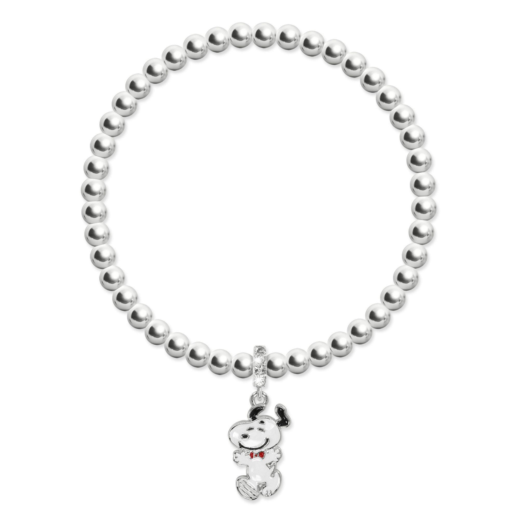 Silver - Snoopy - Snoopy silver plated beaded charm bracelet - 1