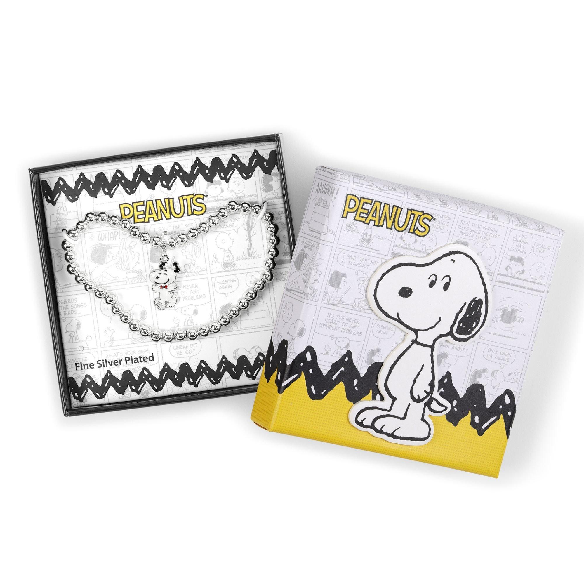 Silver - Snoopy - Snoopy silver plated beaded charm bracelet - 5