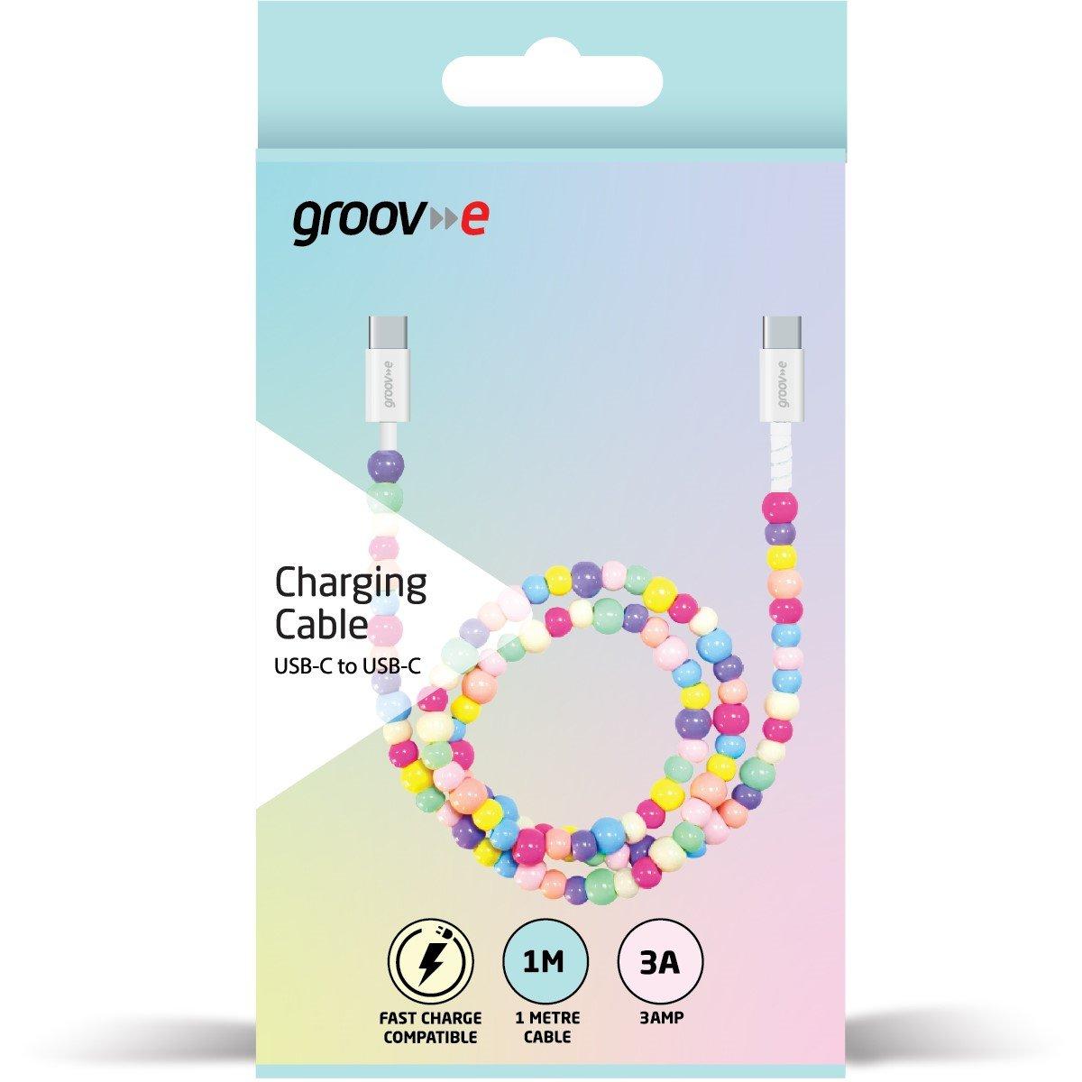 Multi - Groov-e - USB-C to USB-C Charging Cable 1M - Beaded Design - 2