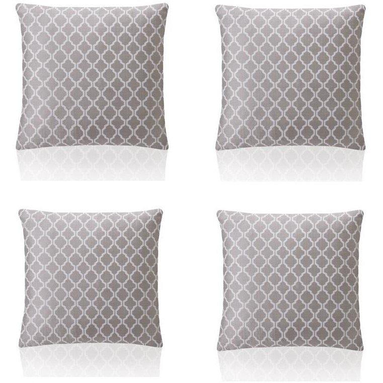 Latte - Alan Symonds - Two Tone Geometric Jacquard Cushion Set of 4 - 1