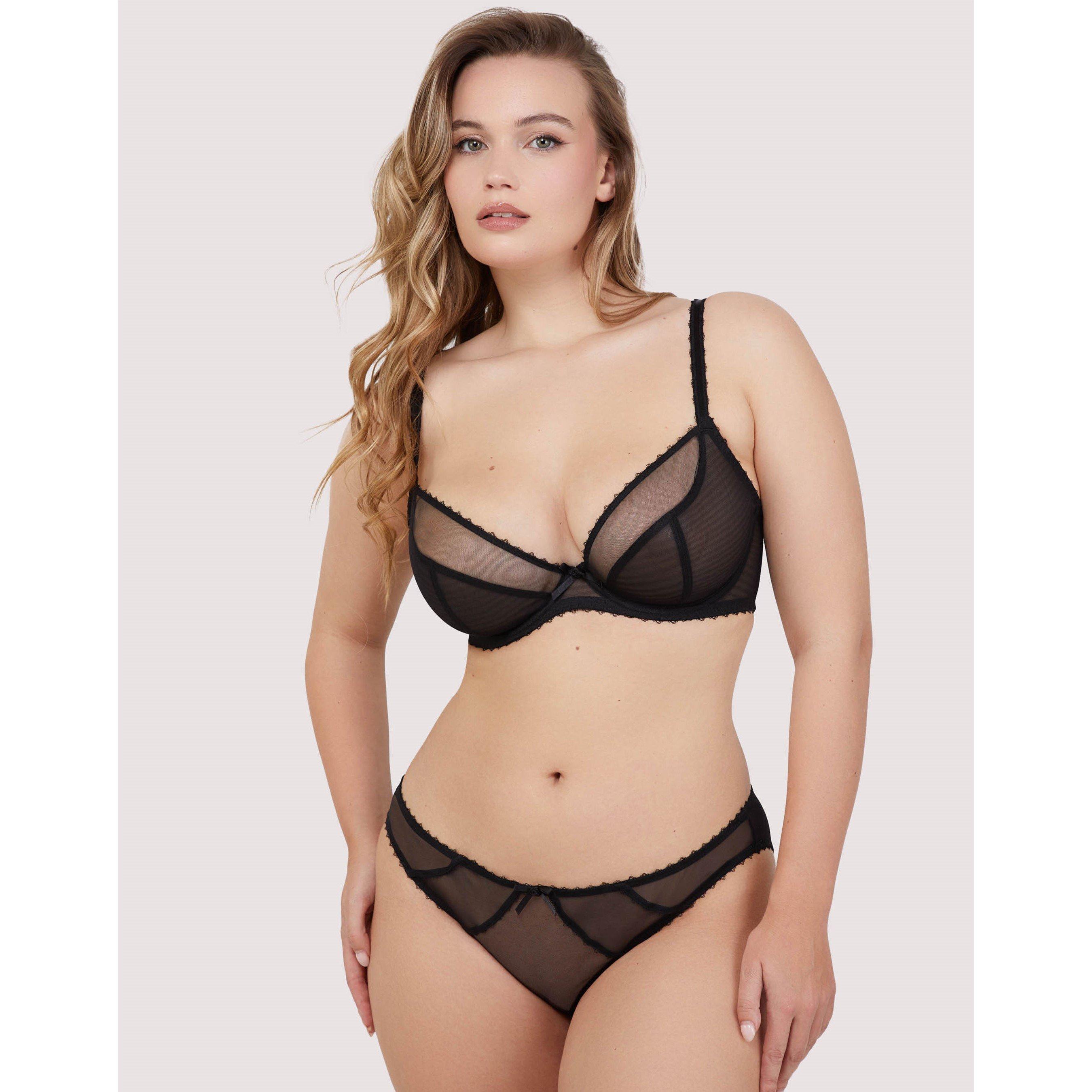 Black - Playful Promises - Grace Black Supportive Plunge Net Bra - 2