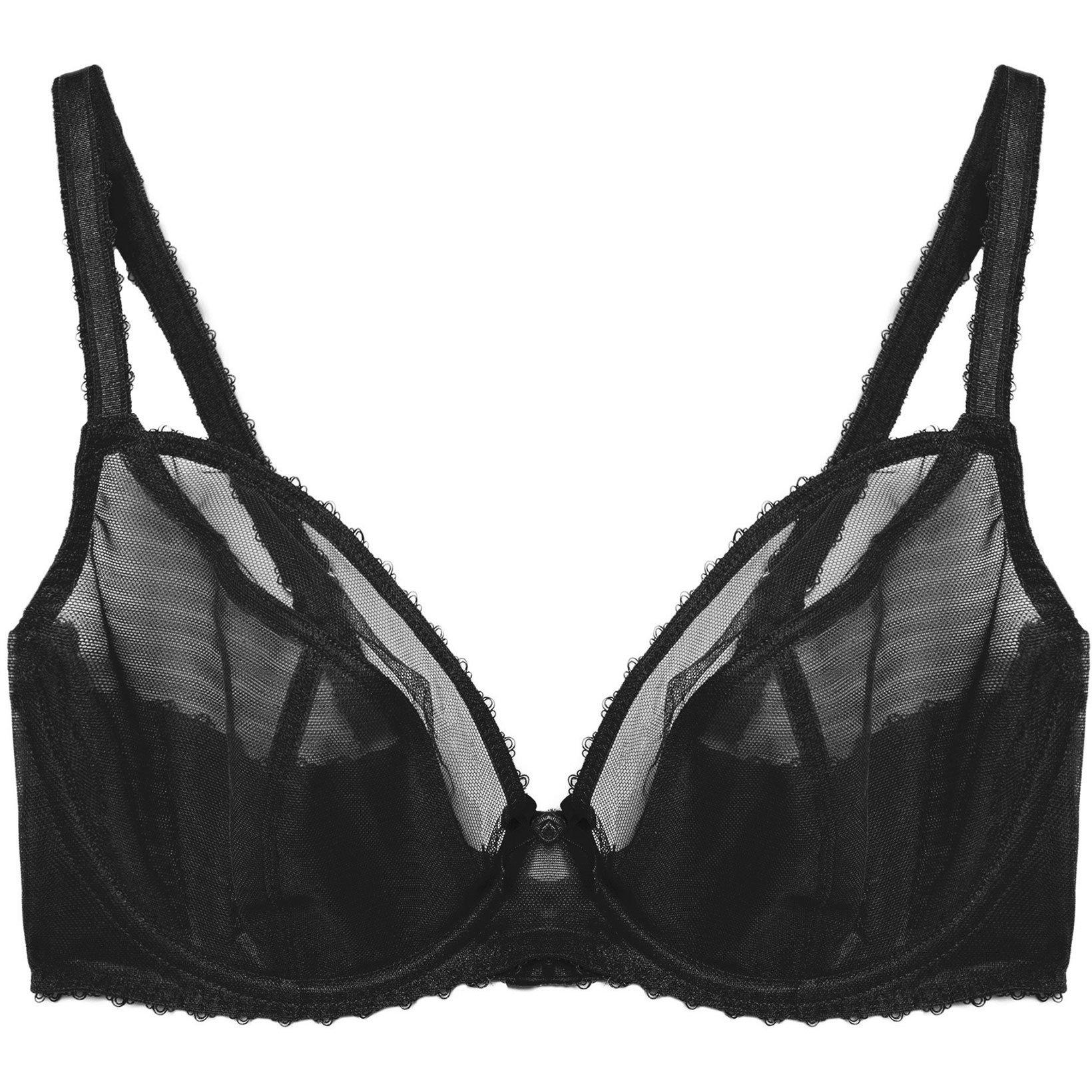 Playful Promises Grace Black Supportive Plunge Net Bra | Flannels