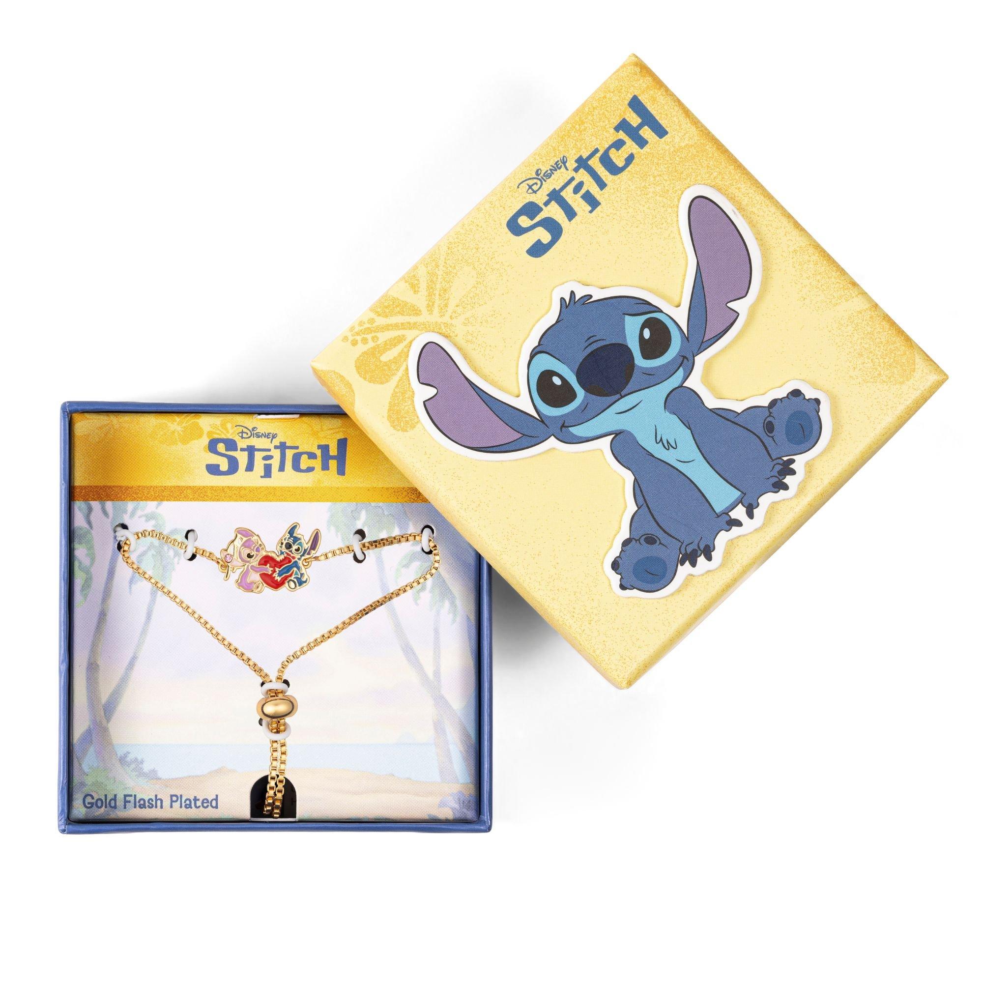 Gold - Disney Stitch - Stitch and Angel gold plated heart lariat bracelet - 5