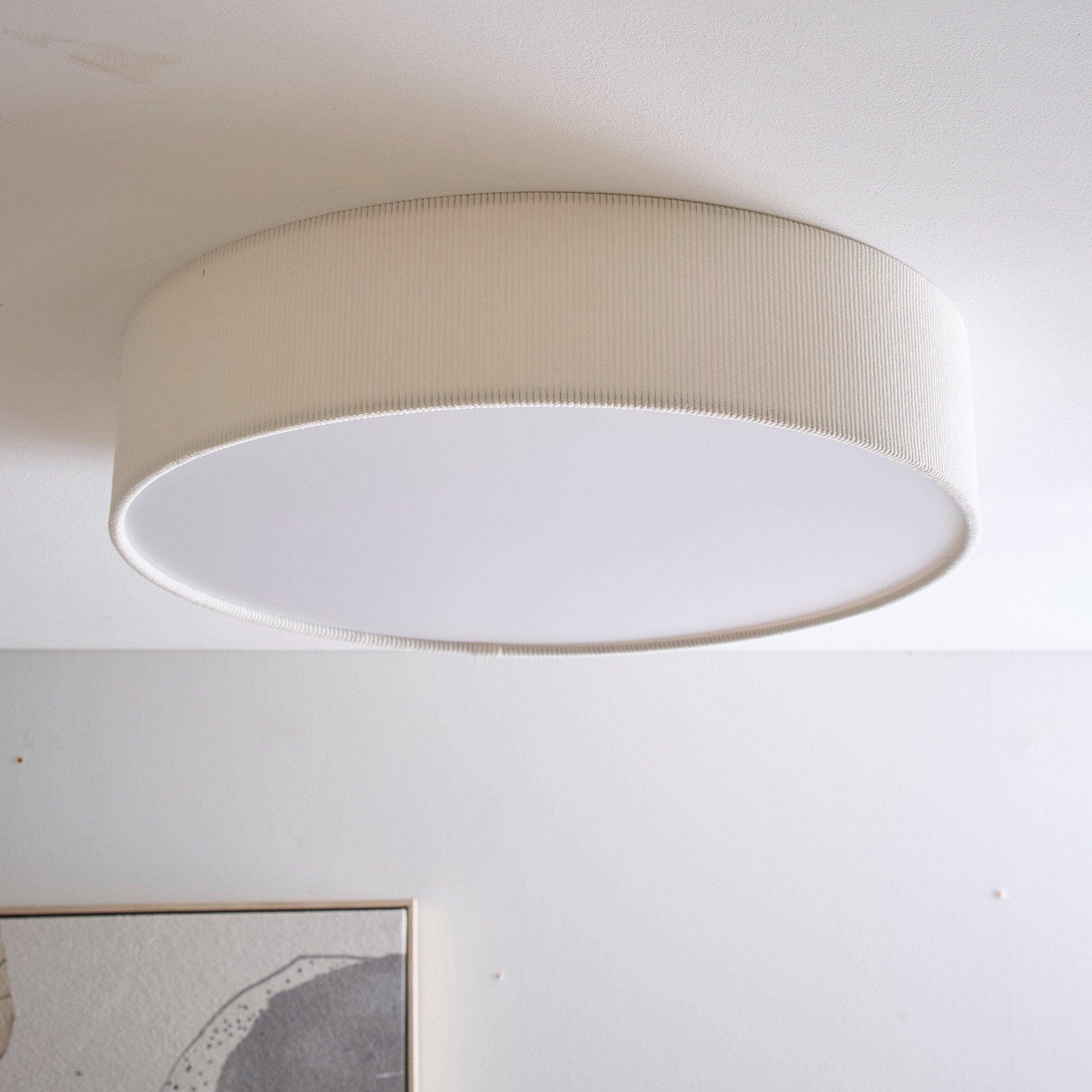 White - K Living - Crete 45cm 3 Light White Velvet Drum Shade - 1