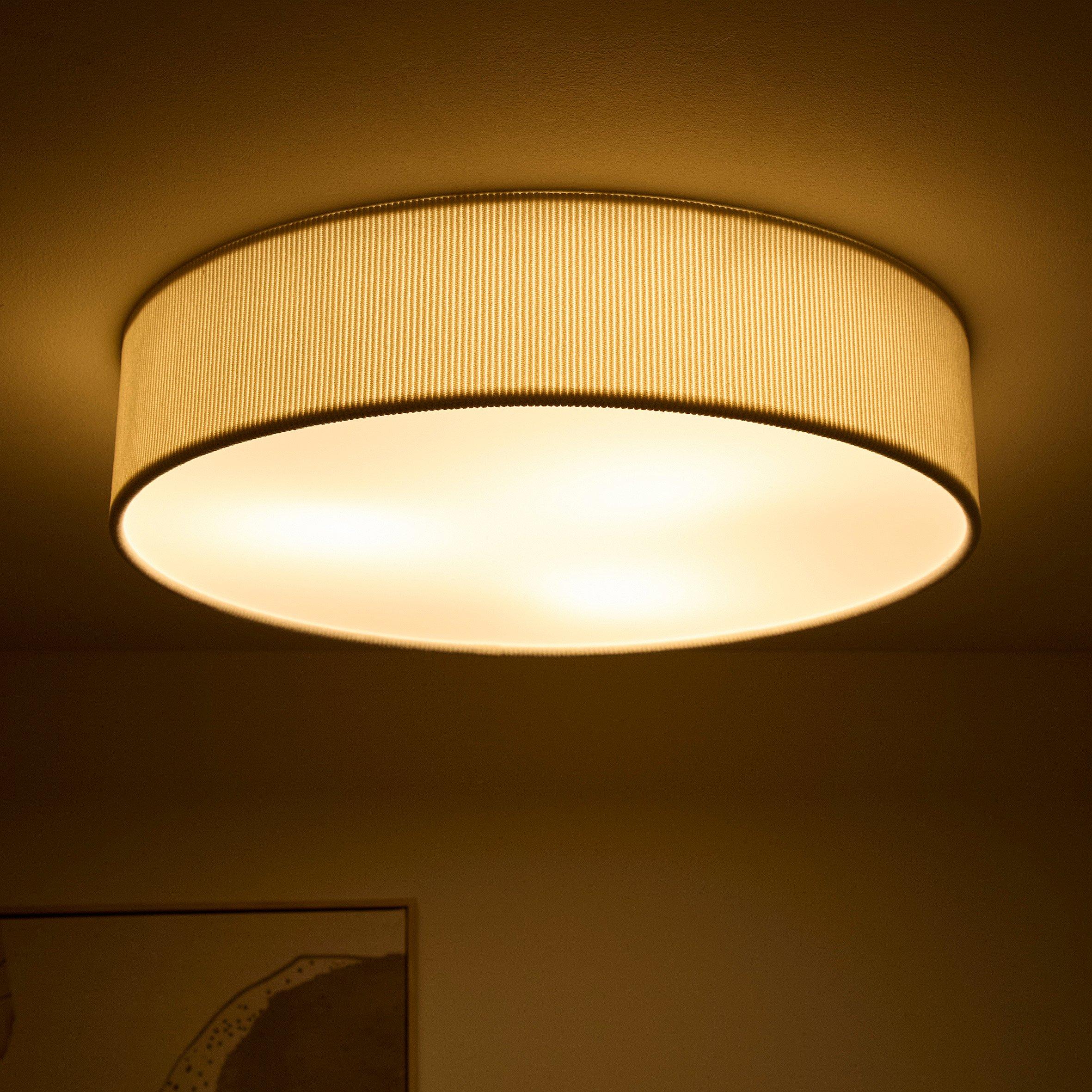 White - K Living - Crete 45cm 3 Light White Velvet Drum Shade - 2