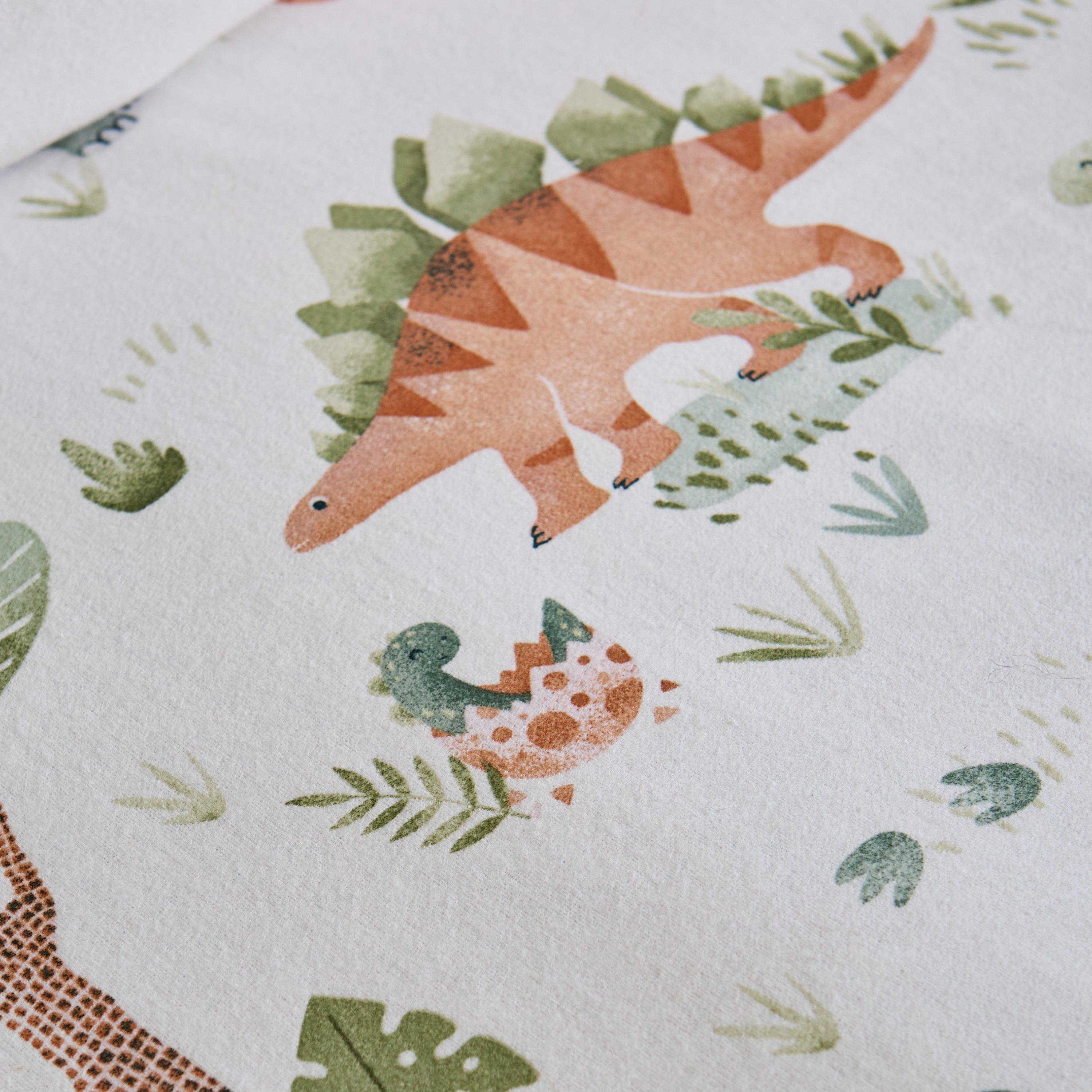 Cream - Catherine Lansfield - Brushed Sleepy Saurus Dino Cotton Fitted Sheet - 2