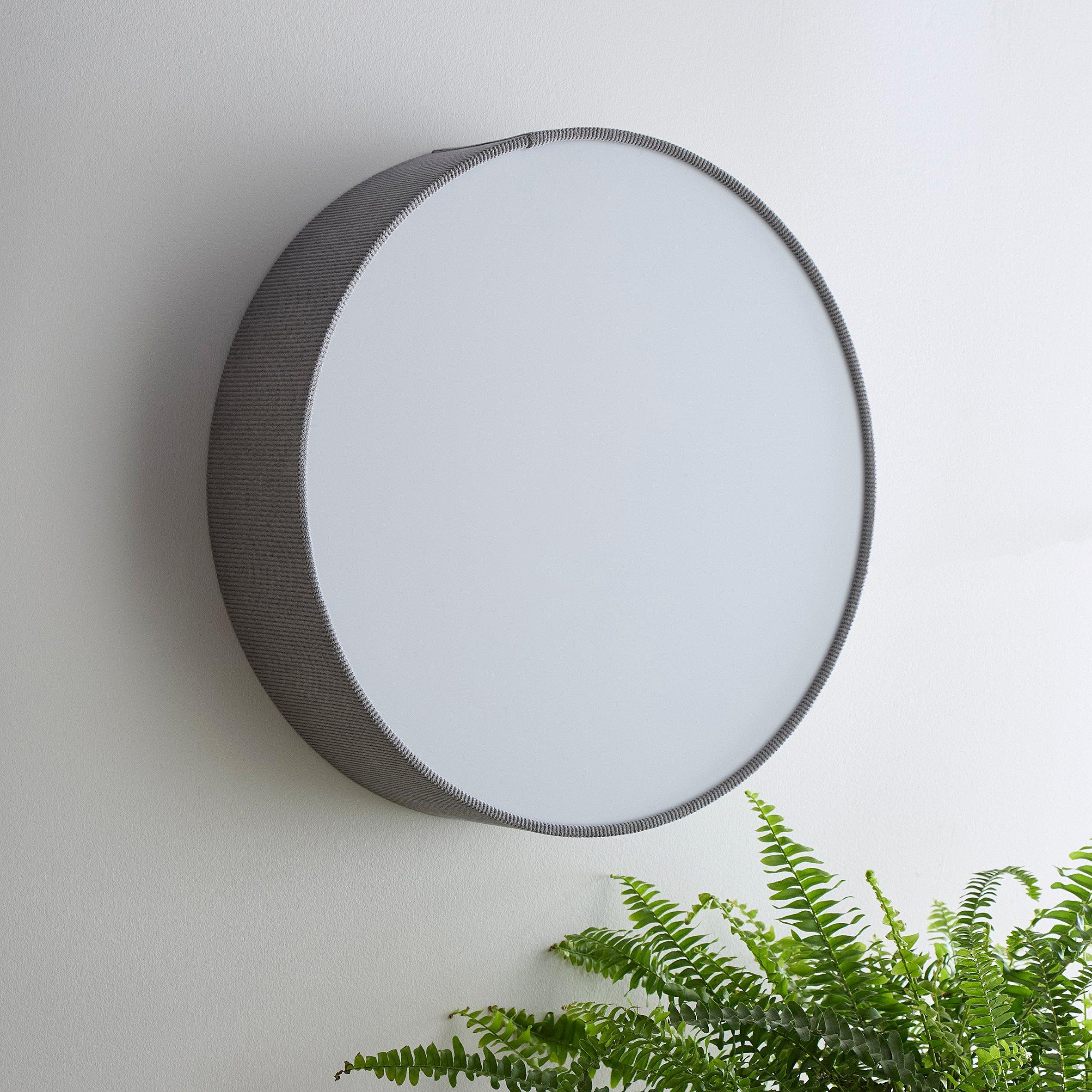 Grey - K Living - Crete 38cm 2 Light Grey Velvet Drum Shade - 1