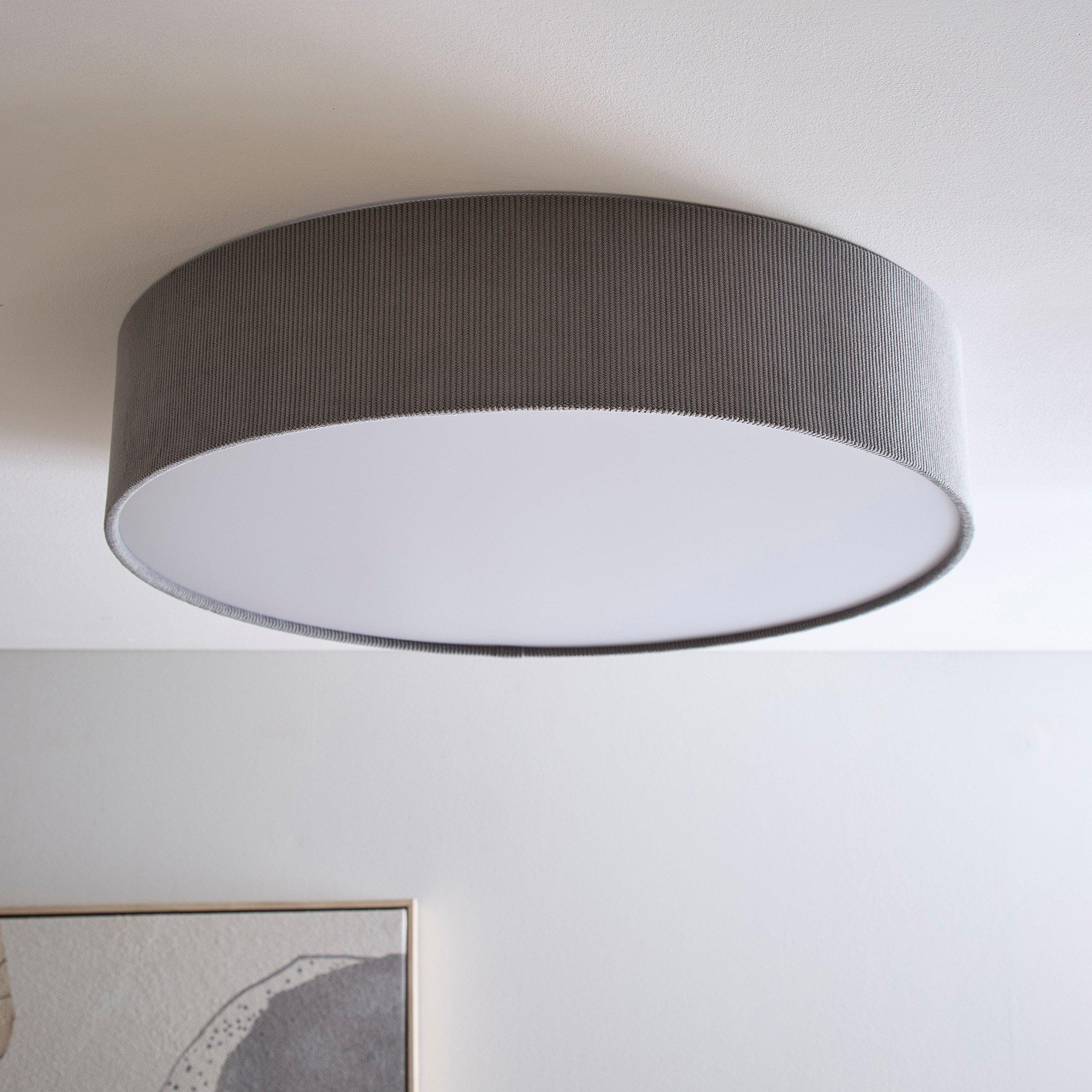 Grey - K Living - Crete 45cm 3 Light Grey Velvet Drum Shade - 1