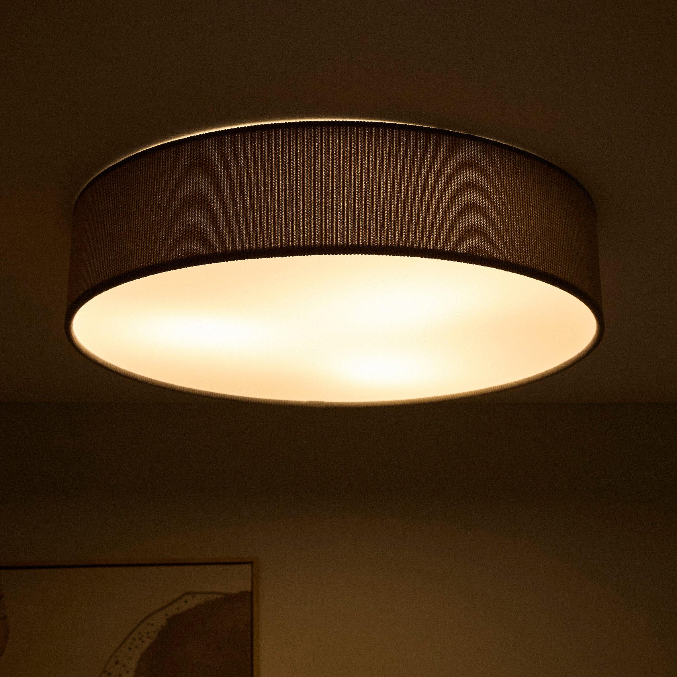 Grey - K Living - Crete 45cm 3 Light Grey Velvet Drum Shade - 2