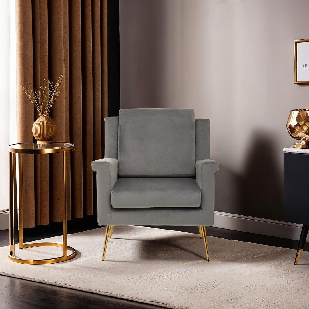 Grey - Interiors by Premier - Salma Grey Velvet Armchair. - 2