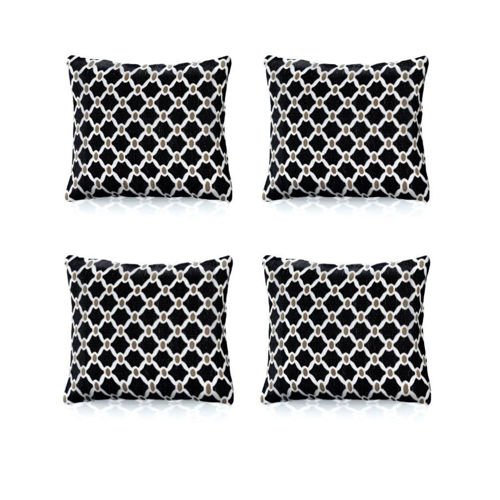 Black - Alan Symonds - Berkeley Geometric Chenille Cushion Set of 4 - 1