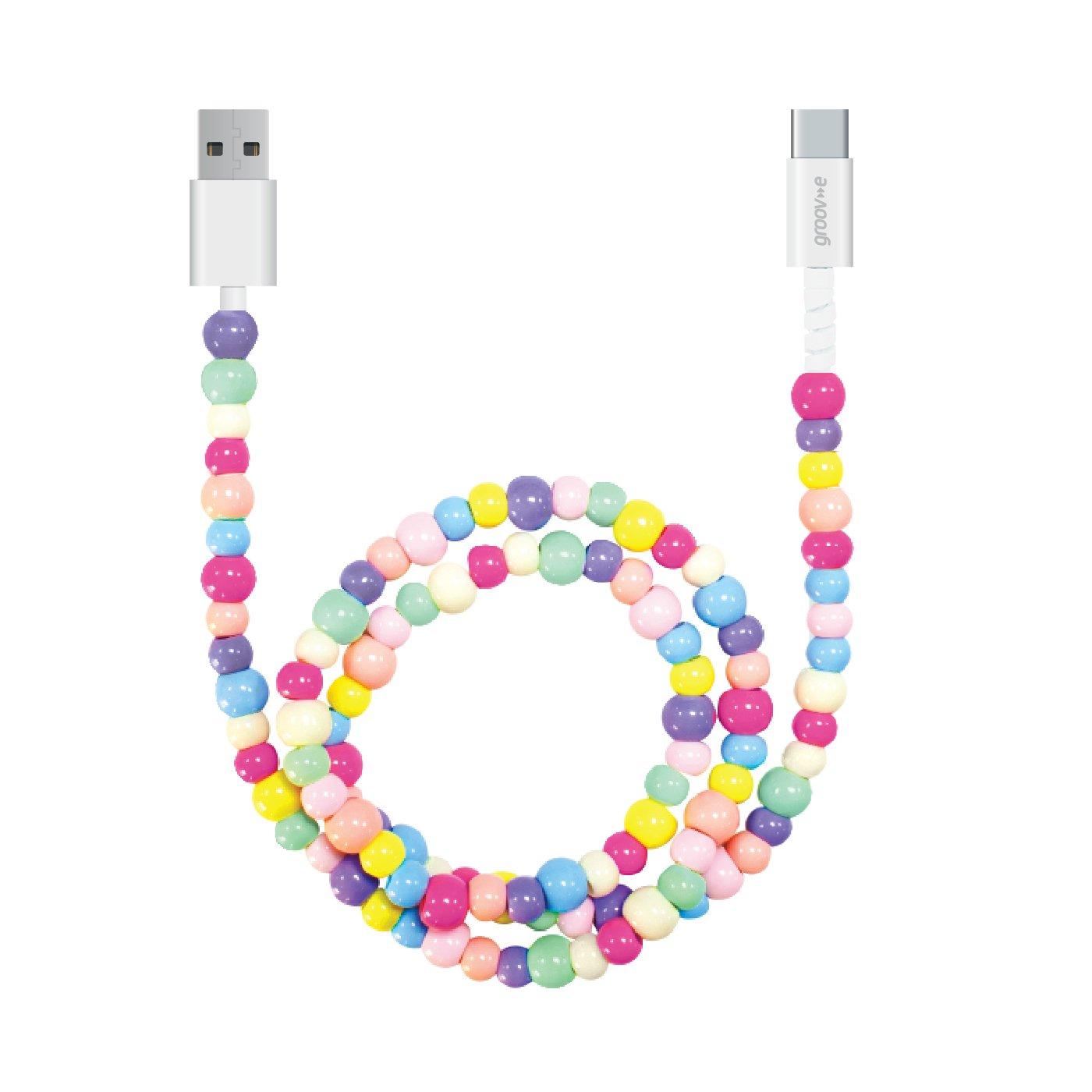 Multi - Groov-e - USB-C to USB-A Charging Cable 1M - Beaded Design - 1