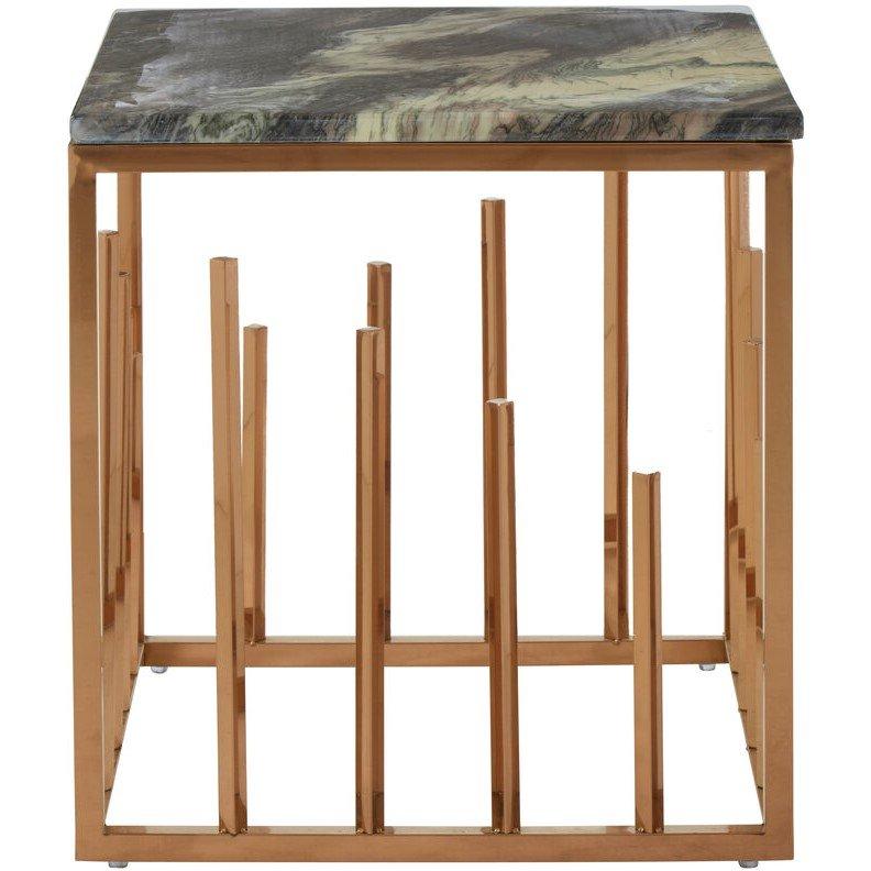 Interiors By Premier  Tula Rose Finish Square Side Table Gold