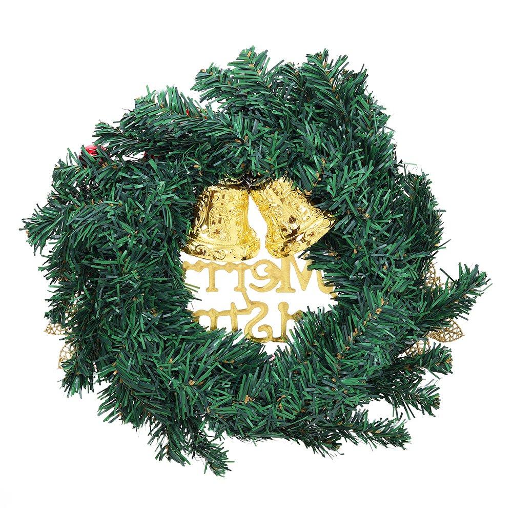 Red Gold Green - LIFE IDEAS - 30cm Artificial Wreath with Baubles and Bow - 5
