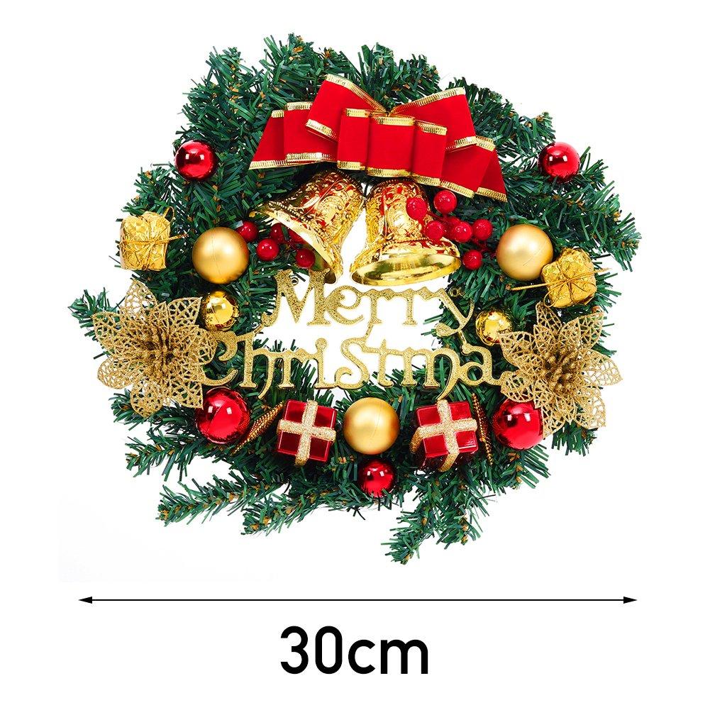 Red Gold Green - LIFE IDEAS - 30cm Artificial Wreath with Baubles and Bow - 8
