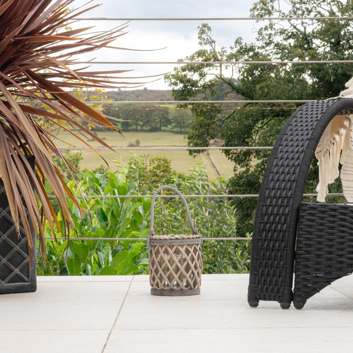 Grey - JVL - Luna Natural Willow Wood Lantern With Braided - 5