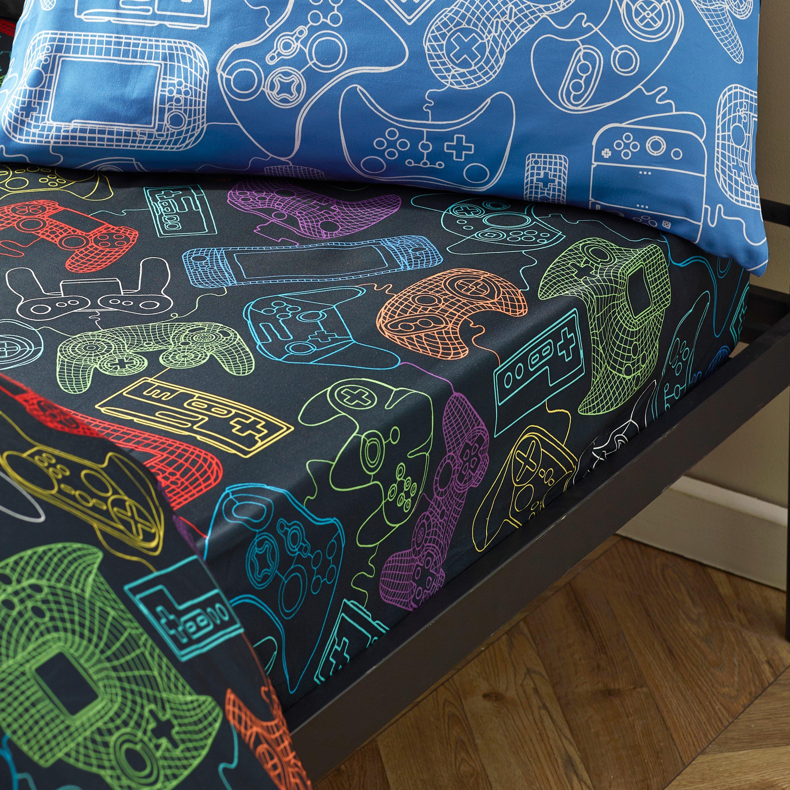 Black - Catherine Lansfield - Power Up Gamer So Soft Fitted Sheet - 1