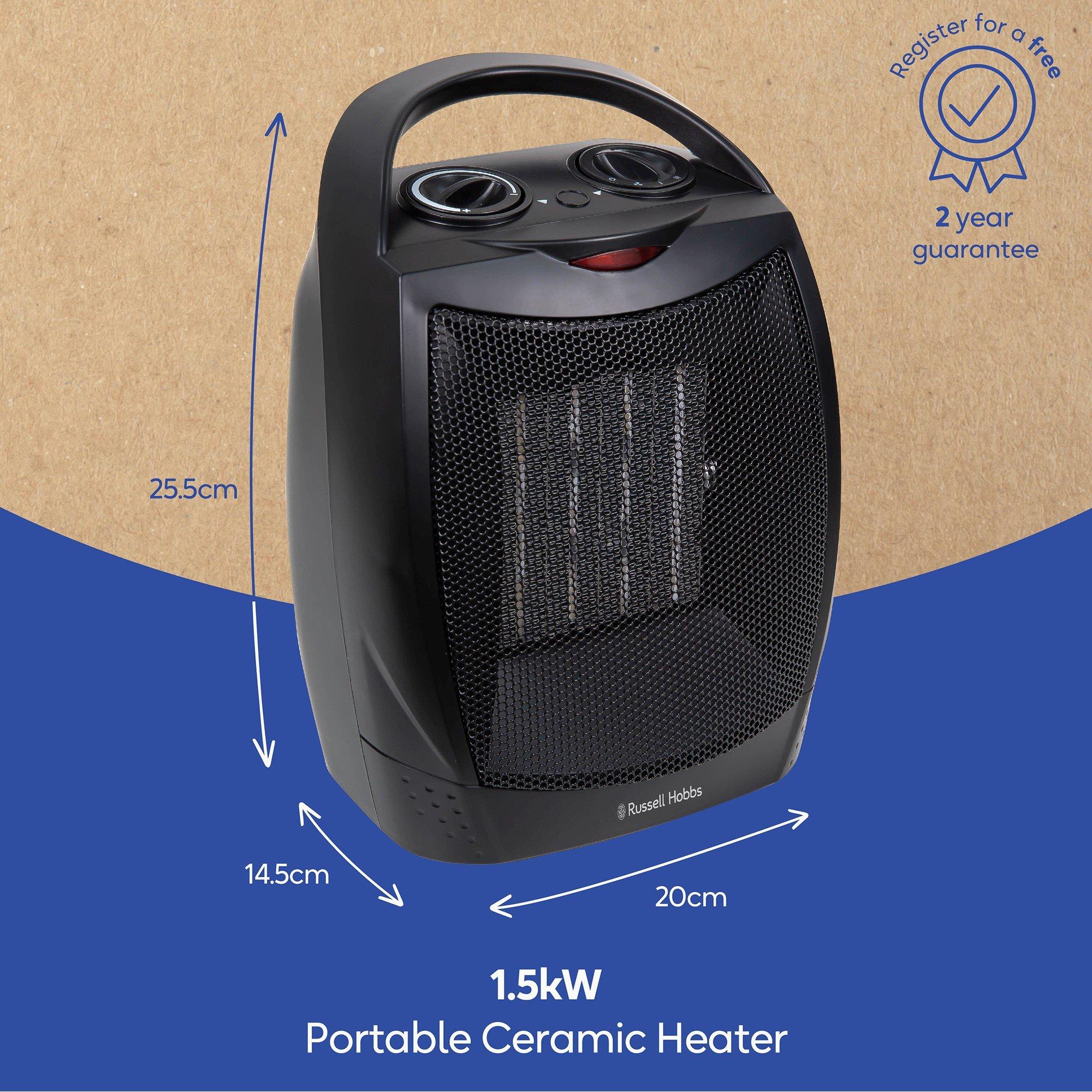 Black - Russell Hobbs - RHFH1006B 1.5kW Portable Heater - 2