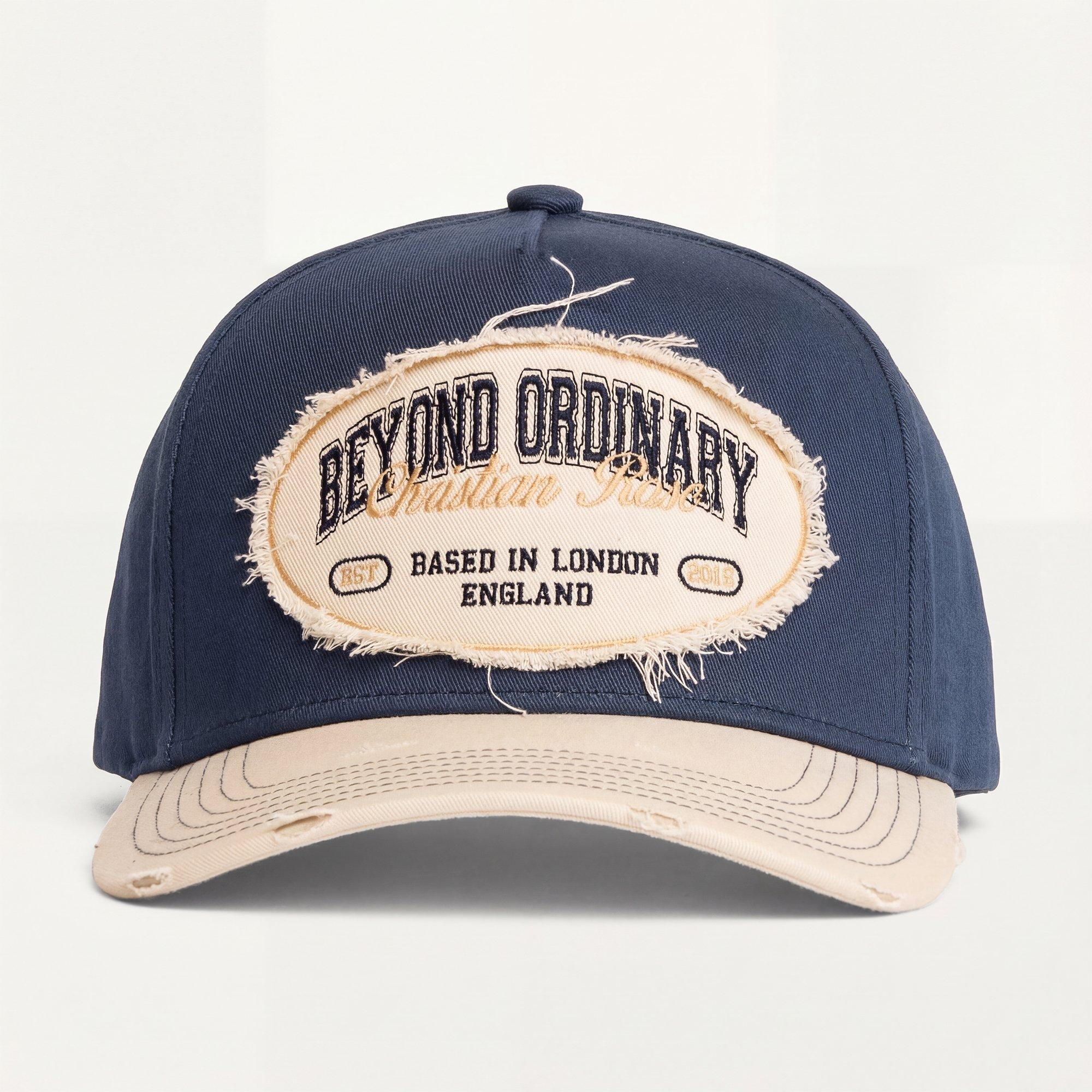 Off White/Blue - Christian Rose - Men's Trucker Cap - 1