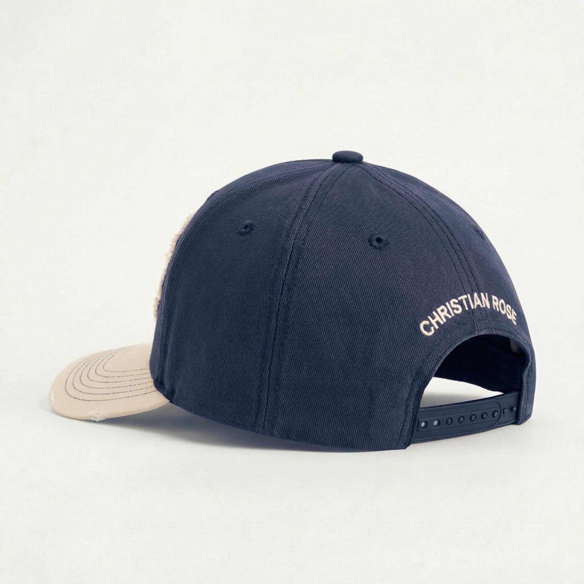 Off White/Blue - Christian Rose - Men's Trucker Cap - 3