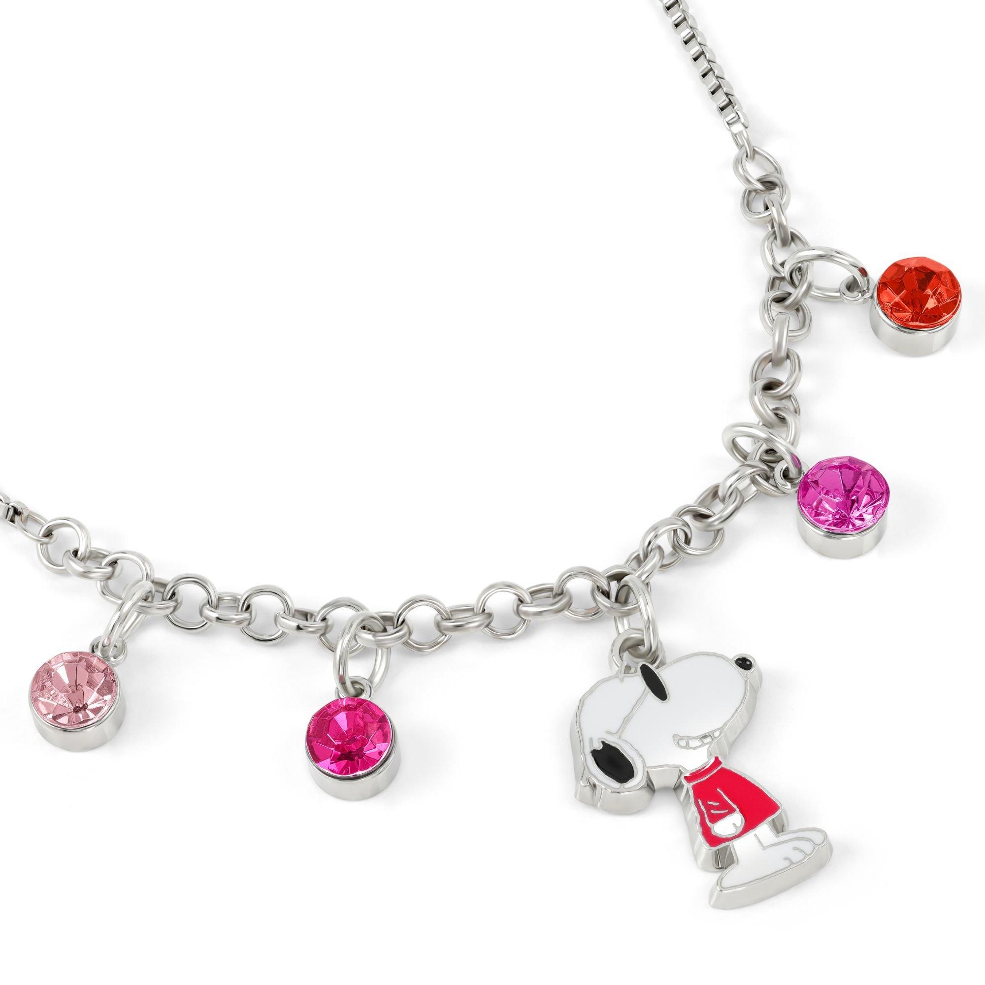 Silver - Snoopy - Snoopy lariat pink charm bracelet - 3