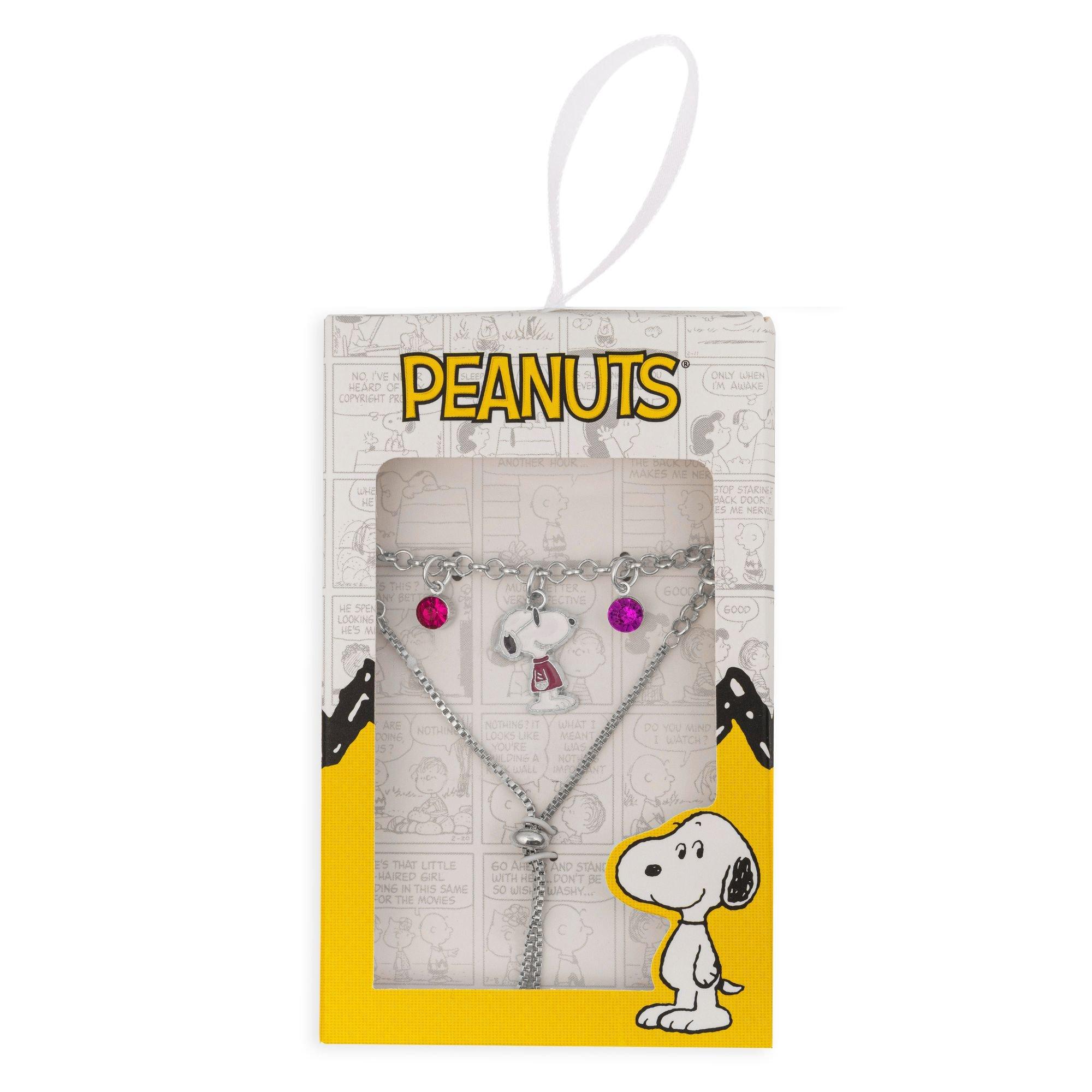 Silver - Snoopy - Snoopy lariat pink charm bracelet - 5