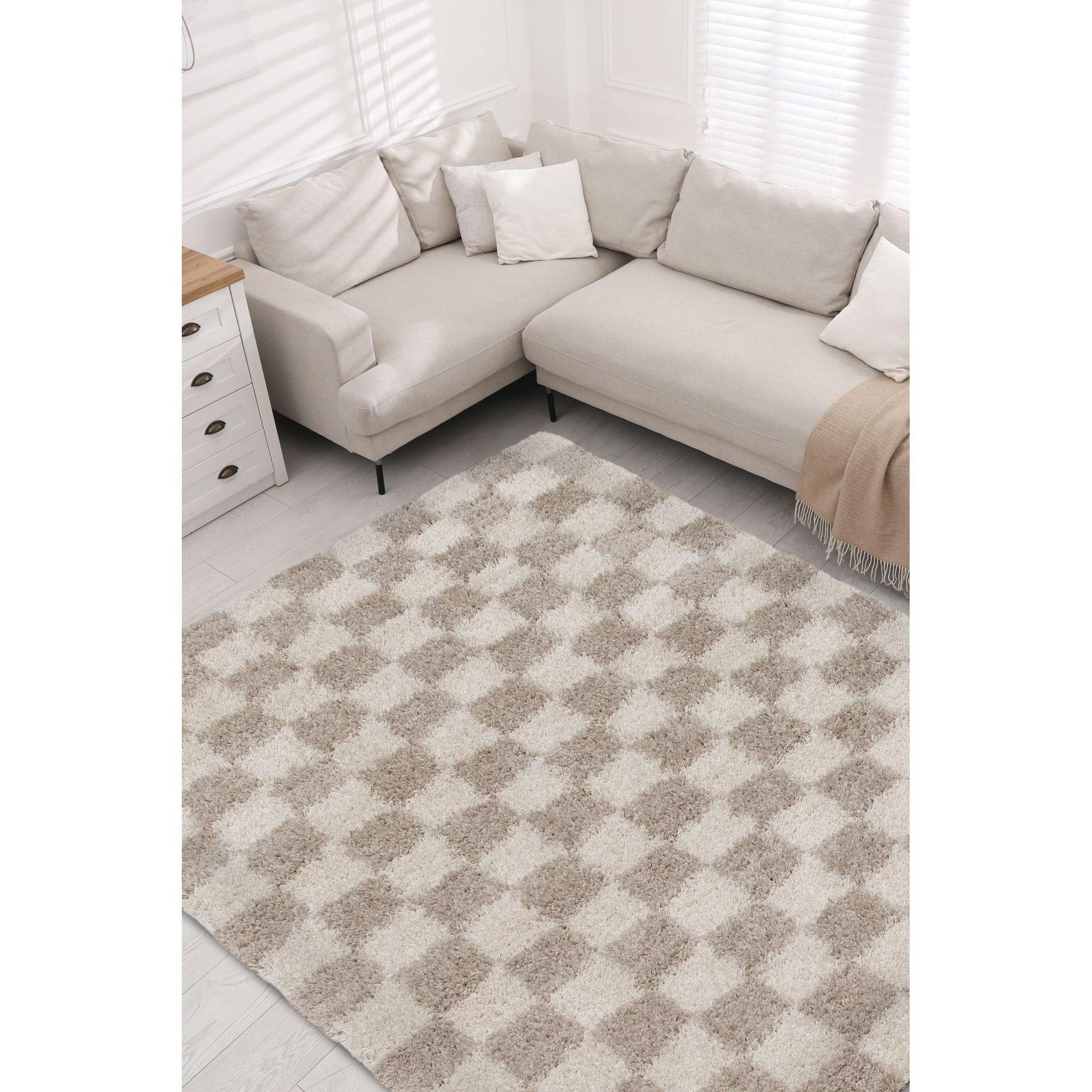 Homemaker  Roma Checks Rug Natural - 120x170cm