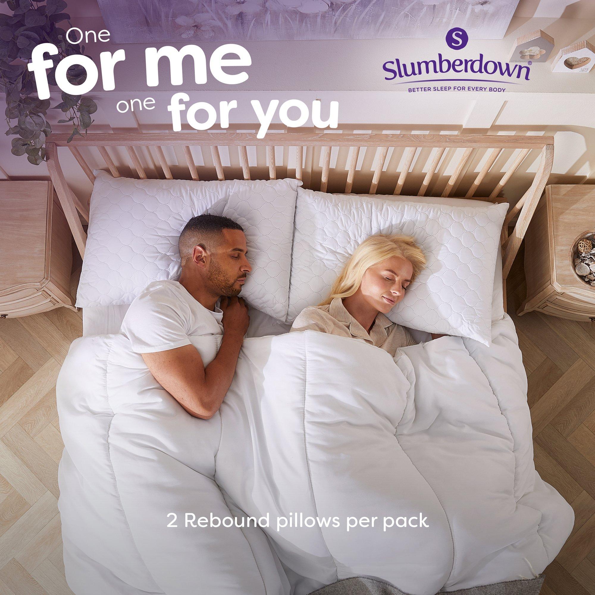 White - Slumberdown - Rebound Pillows & Waterproof 2 Pack Protector - 8