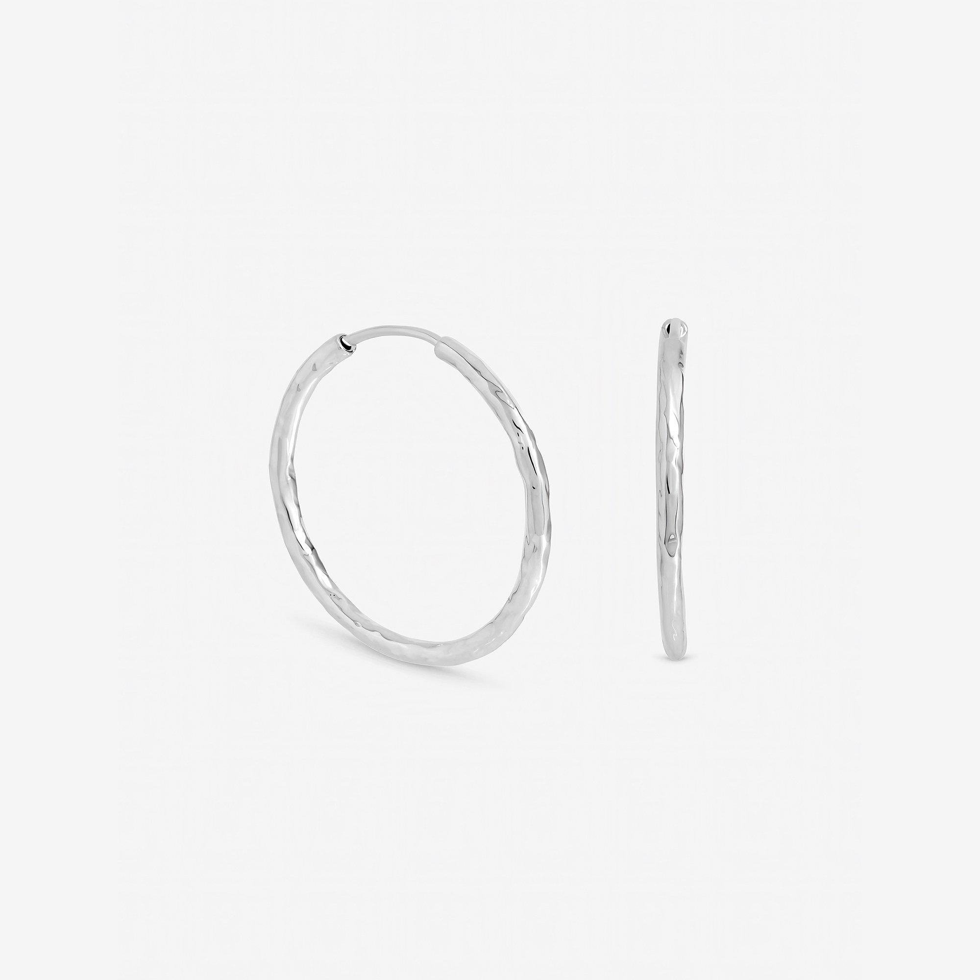 Silver - Inicio - Silver Molten Small Sleeper Hoops - Gift Pouch