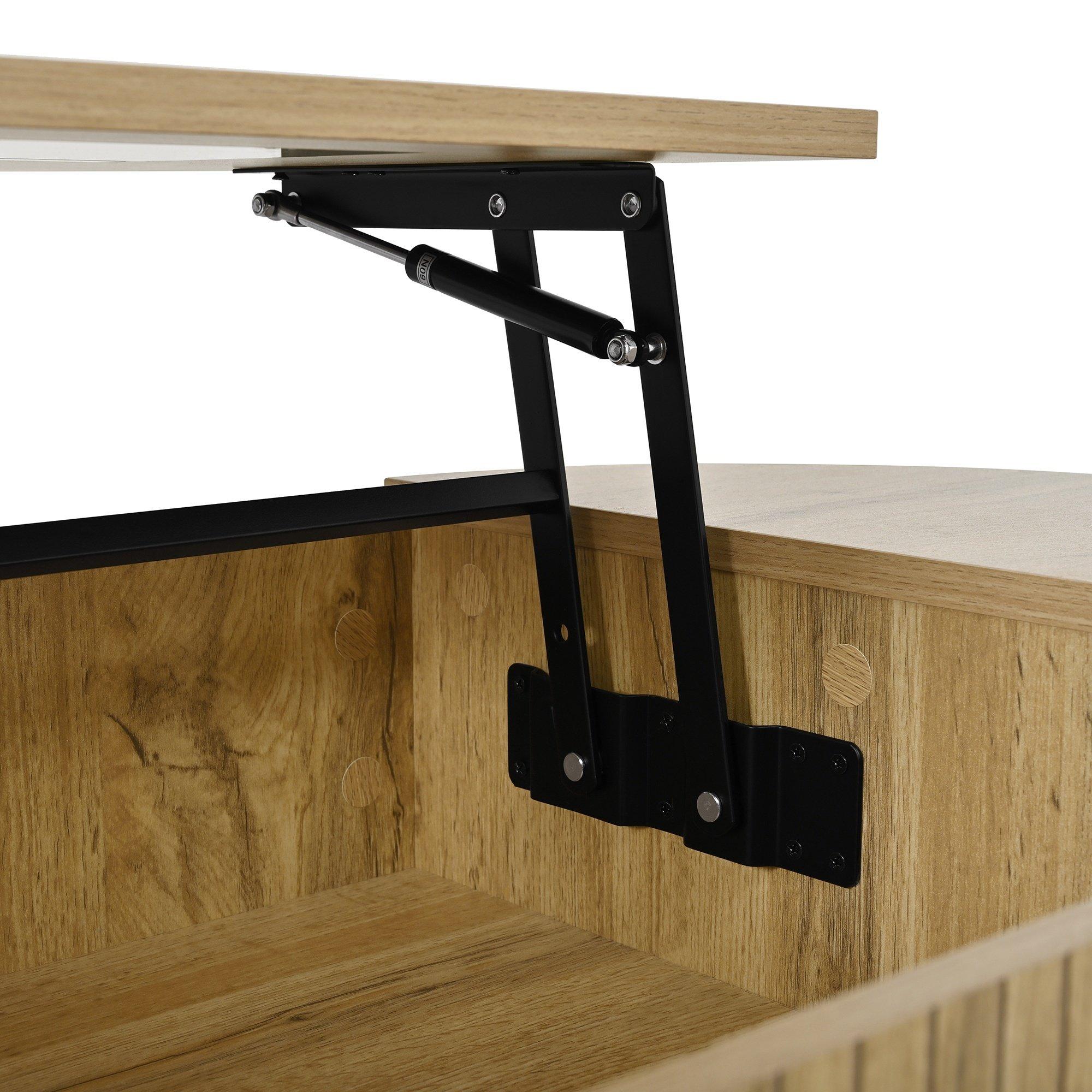 Oak - Urban Meuble - Modern Oval Lift-Top Coffee Table - 16