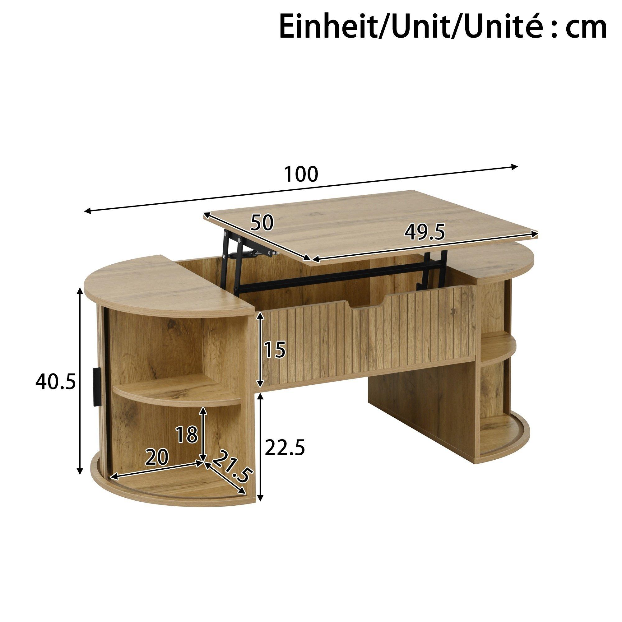 Oak - Urban Meuble - Modern Oval Lift-Top Coffee Table - 6