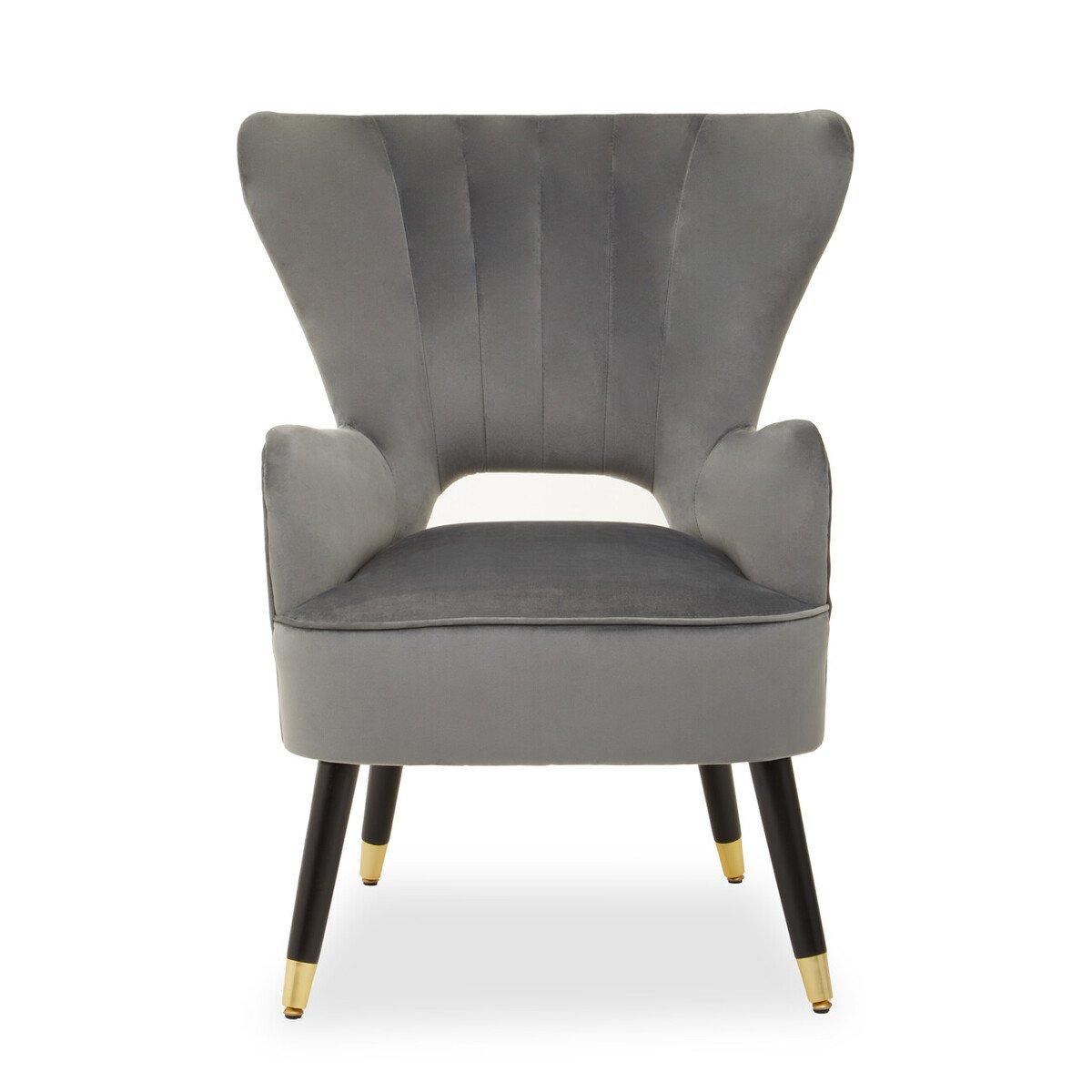 Grey - Interiors by Premier - Sloan Grey Velvet Armchair - 2
