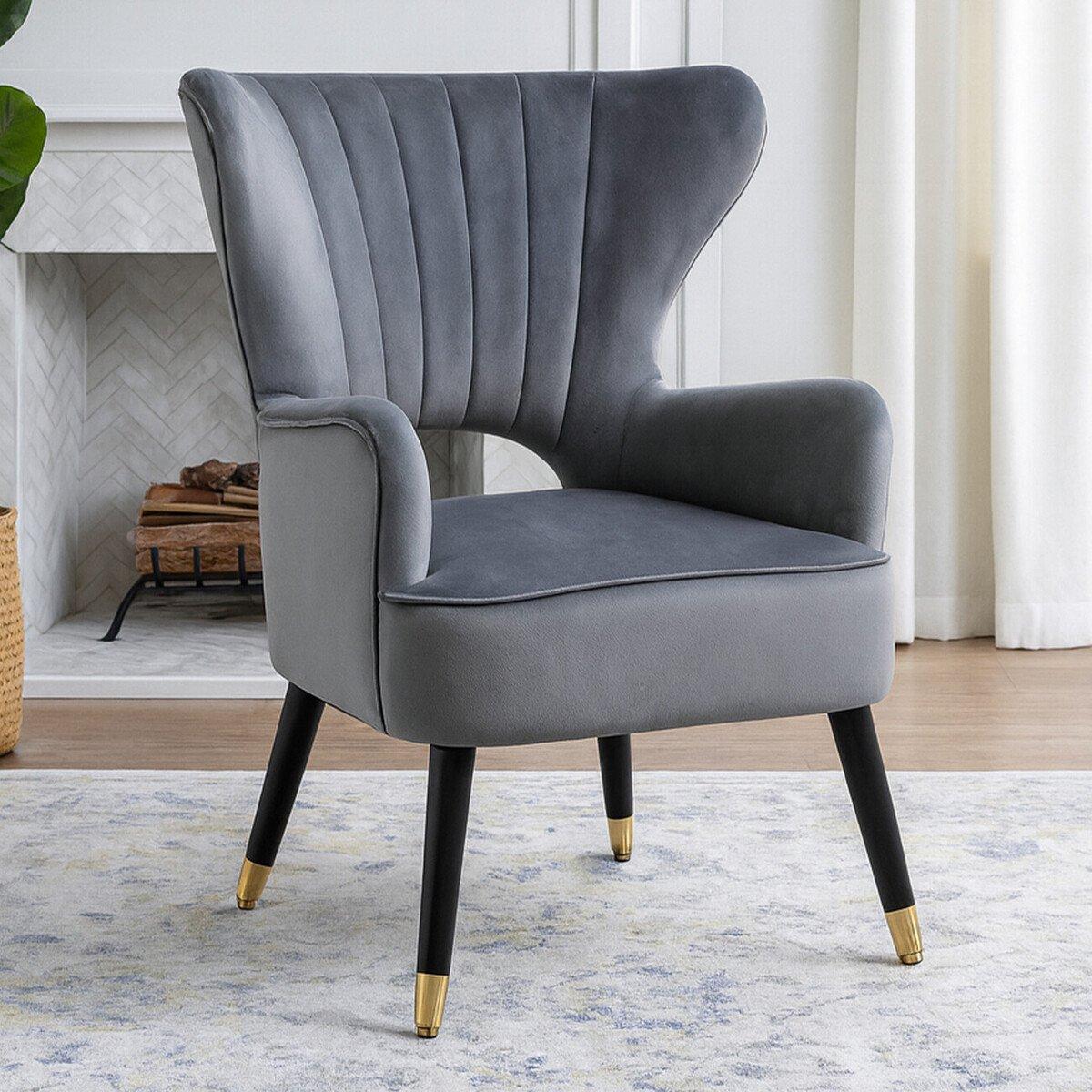 Grey - Interiors by Premier - Sloan Grey Velvet Armchair - 4