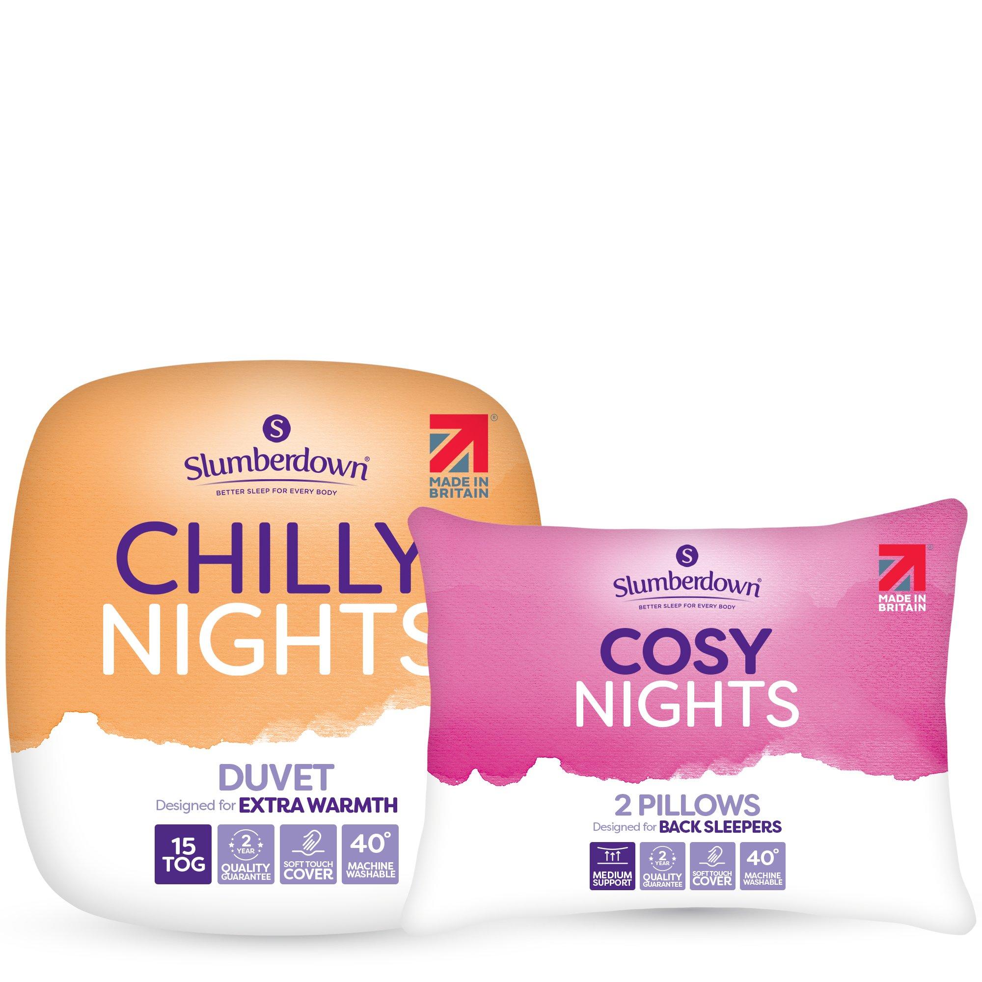 White - Slumberdown - Chilly Nights 15 Tog Duvet + 2 Cosy Pillows