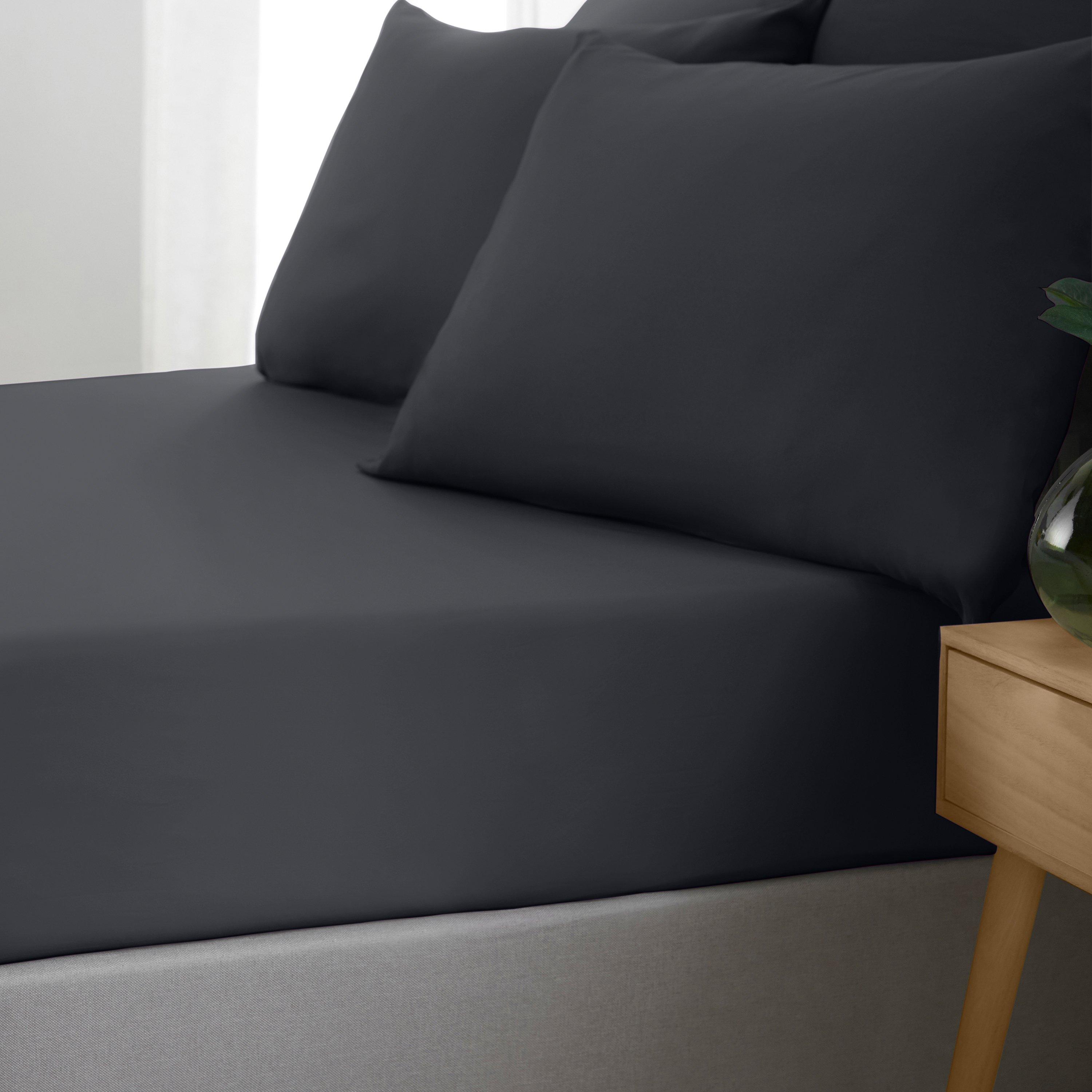 Black - Catherine Lansfield - So Soft Non-Iron Fitted Sheet - 1
