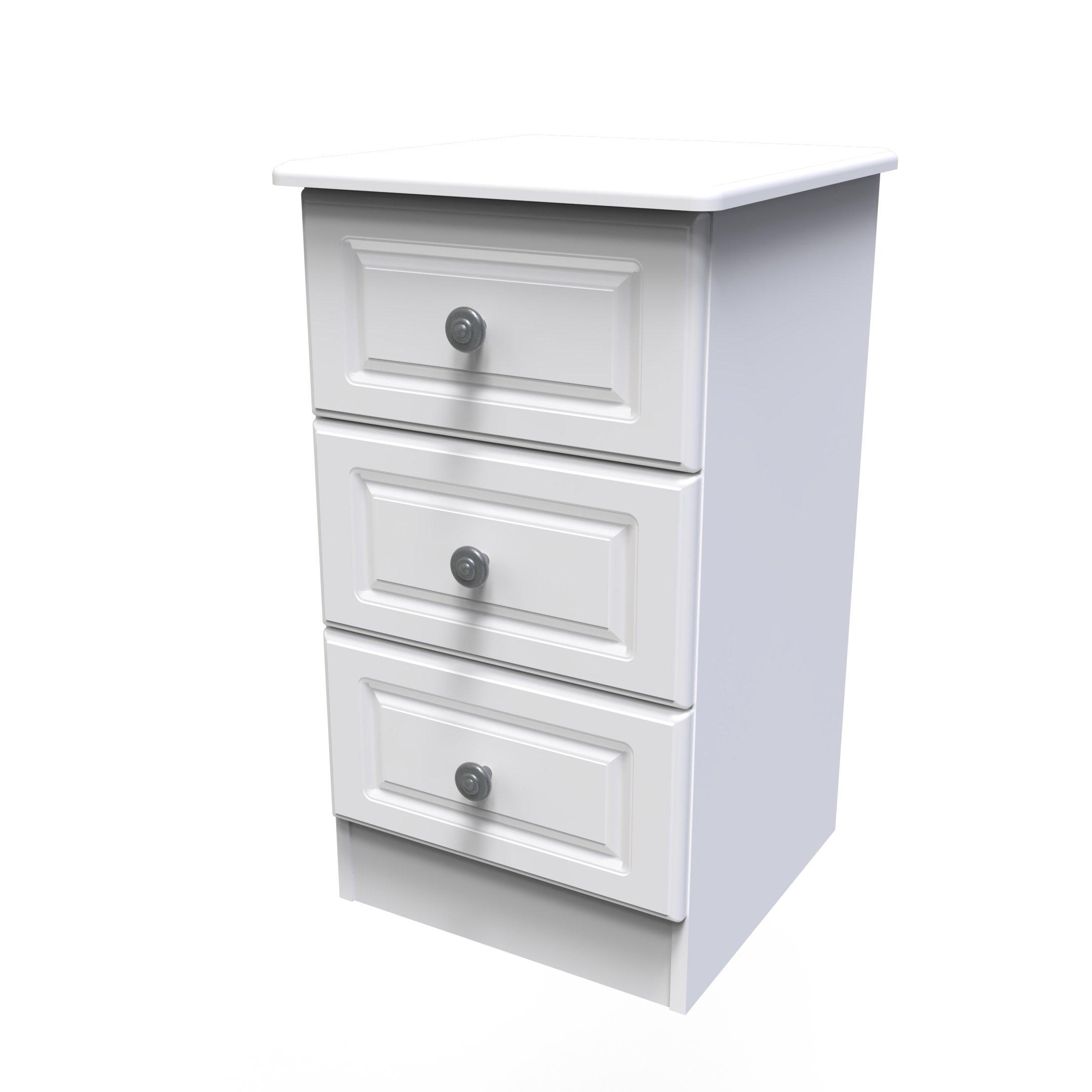 White Ash - Welcome Furniture - Pembroke 3 Drawer Bedside Cabinet - 3