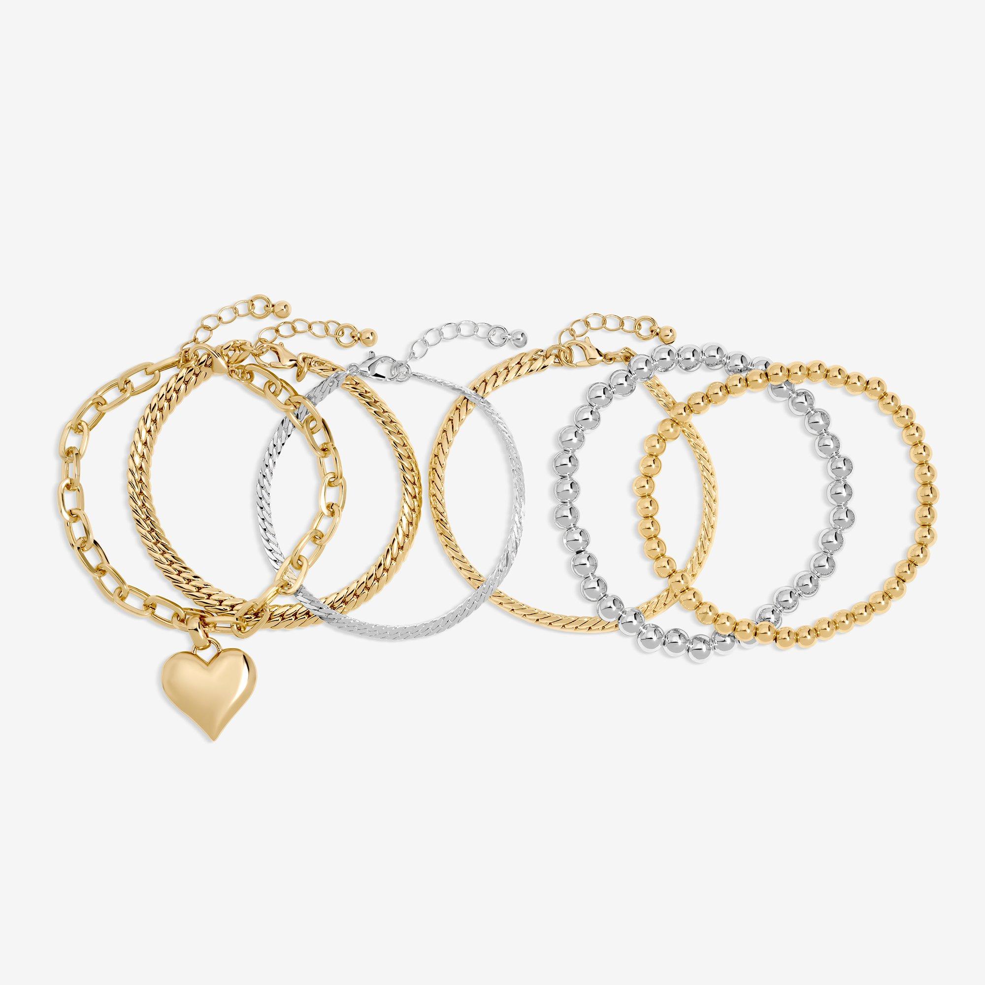Gold - Mood - Two Tone Heart Bracelet - Pack of 4