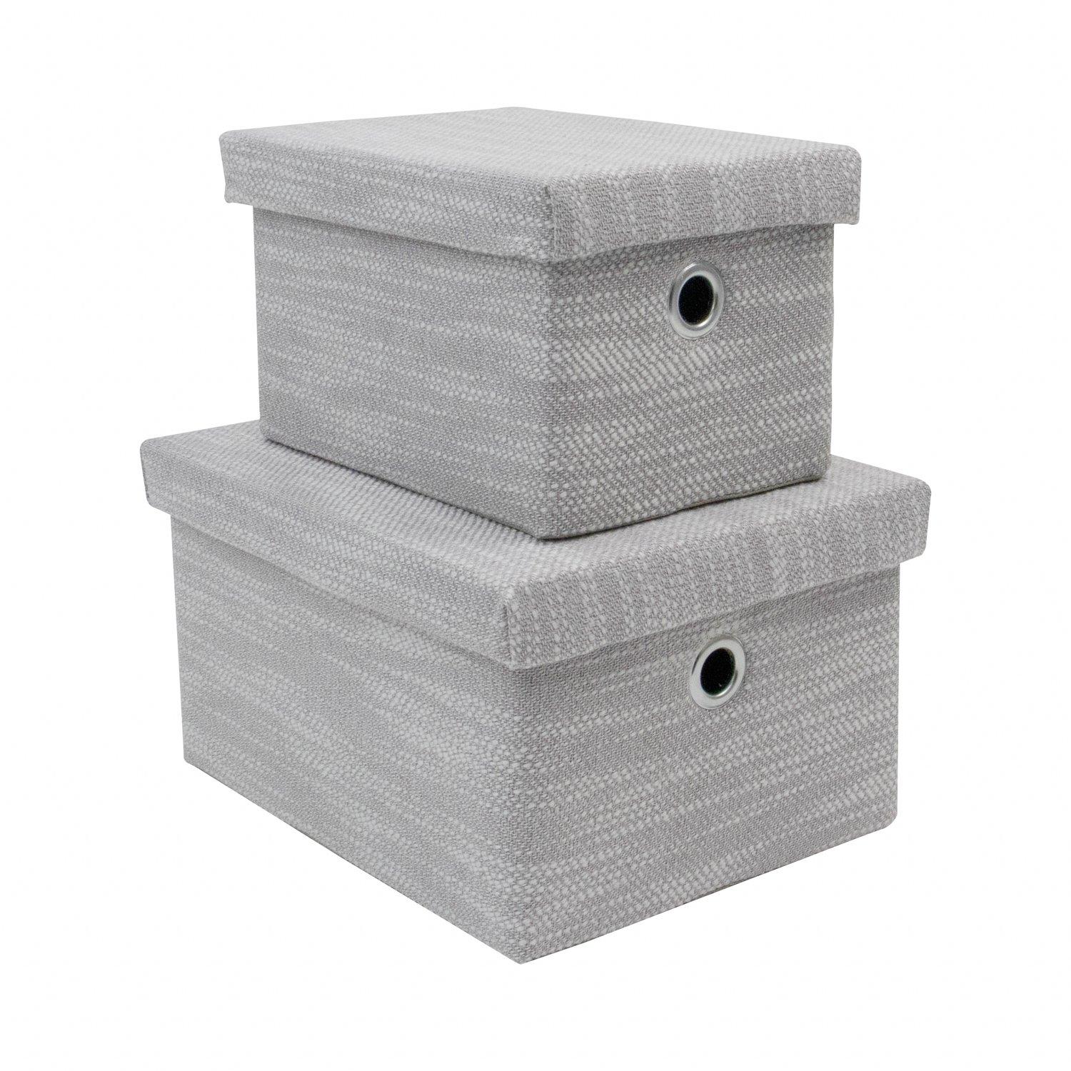Grey - JVL - Serena Set of 2 Rectangular Storage Baskets wi - 1