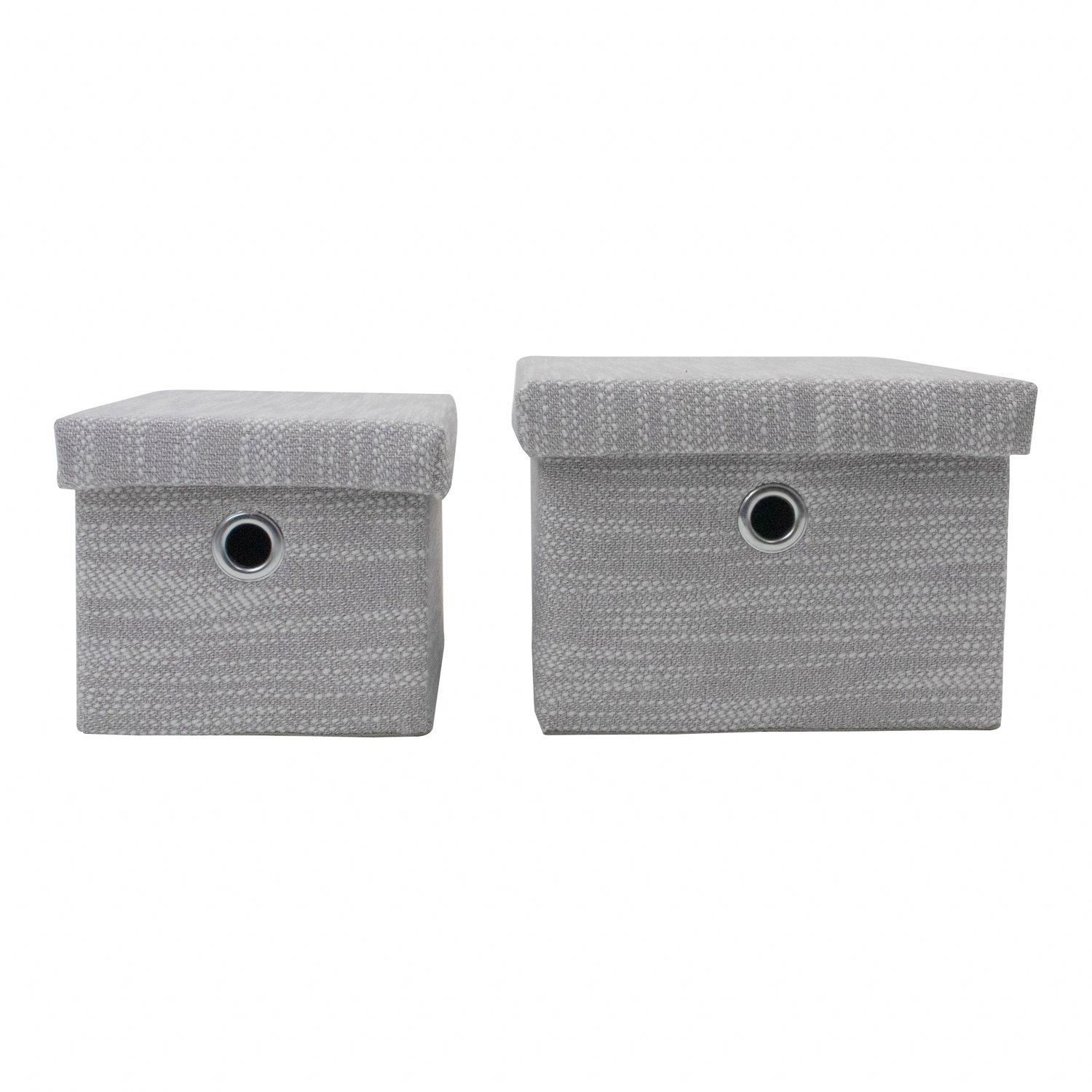 Grey - JVL - Serena Set of 2 Rectangular Storage Baskets wi - 2
