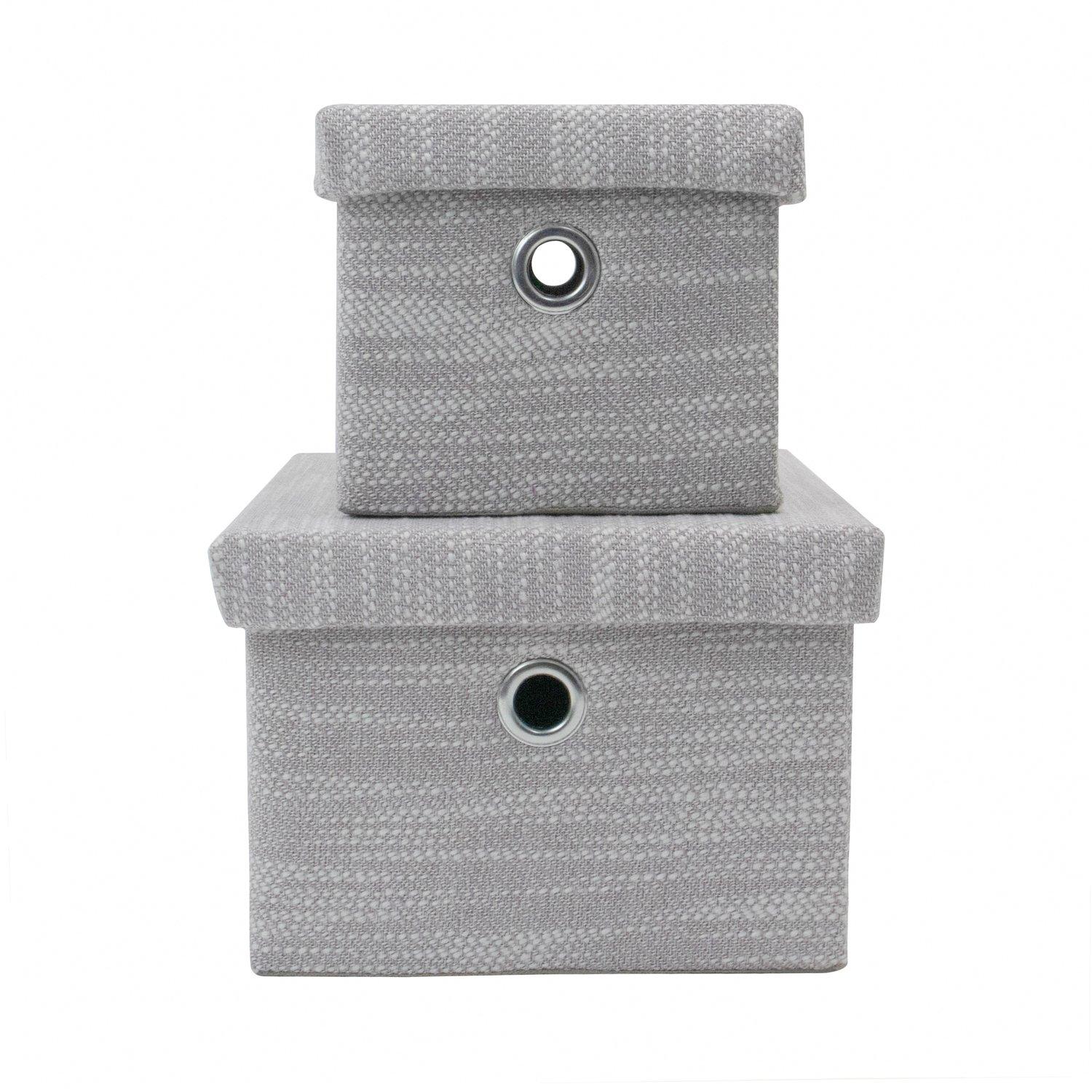 Grey - JVL - Serena Set of 2 Rectangular Storage Baskets wi - 3