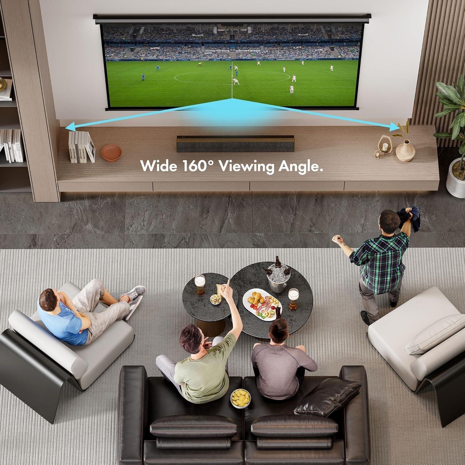 White - VonHaus - 90-Inch Pull-Down Projector Screen - 6