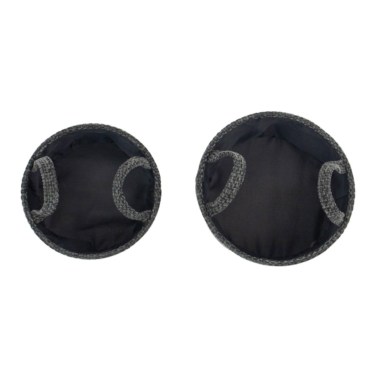 Black - JVL - Metro Set of 2 Round Storage Baskets with Hand - 4