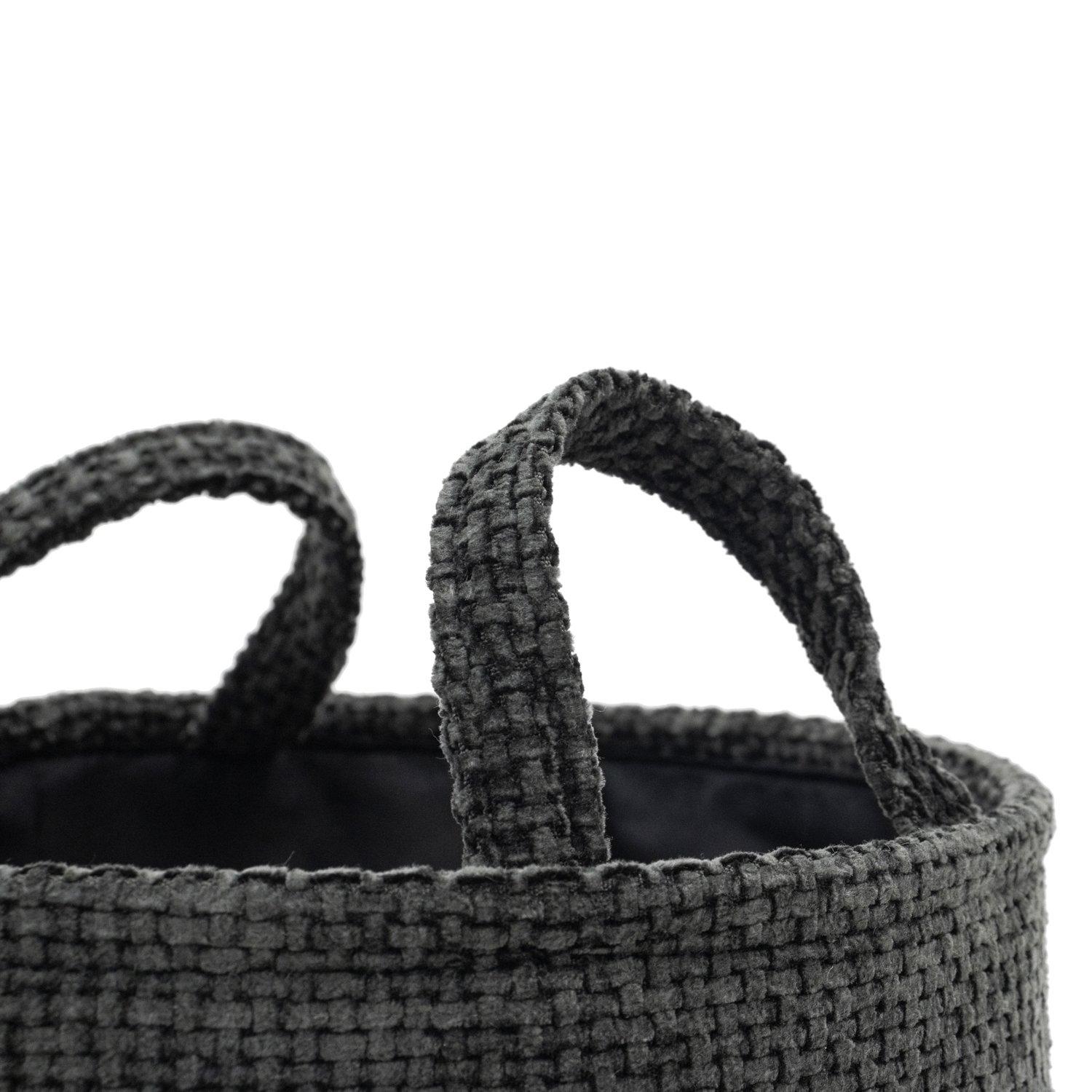 Black - JVL - Metro Set of 2 Round Storage Baskets with Hand - 5