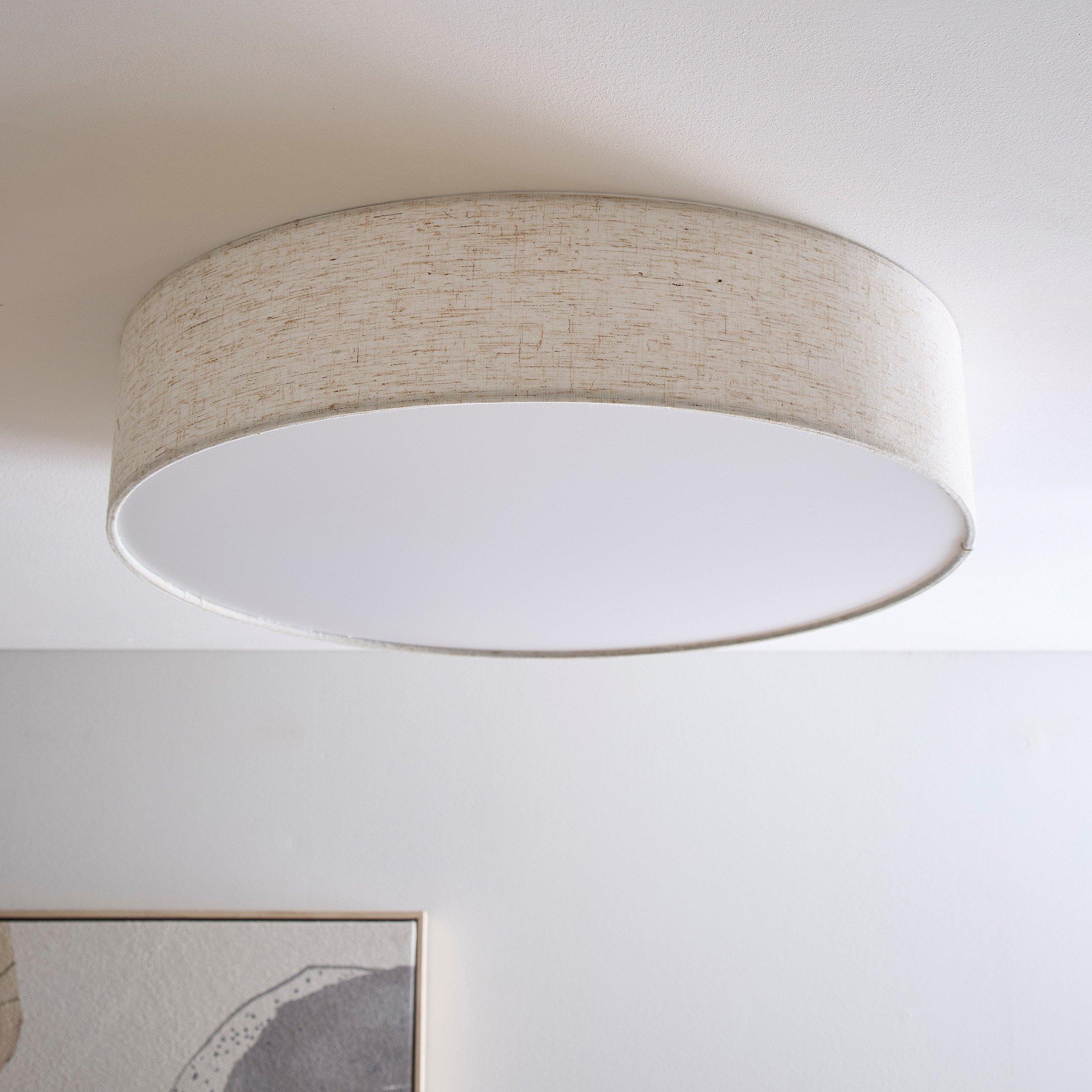 Natural - K Living - Capri 45cm 3 Light Linen Drum Shade - 1