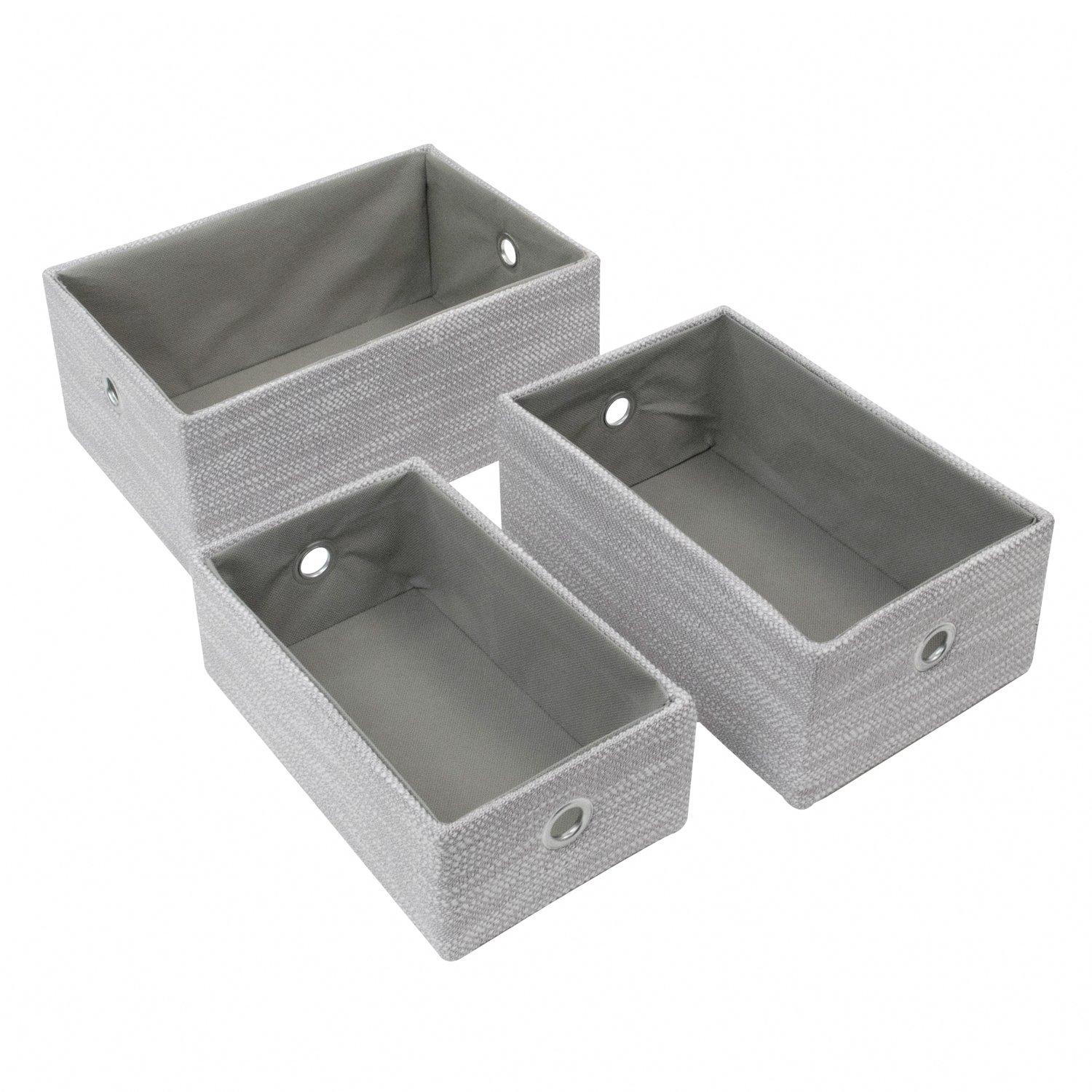 Grey - JVL - Serena Set of 3 Rectangular Storage Baskets, H - 1