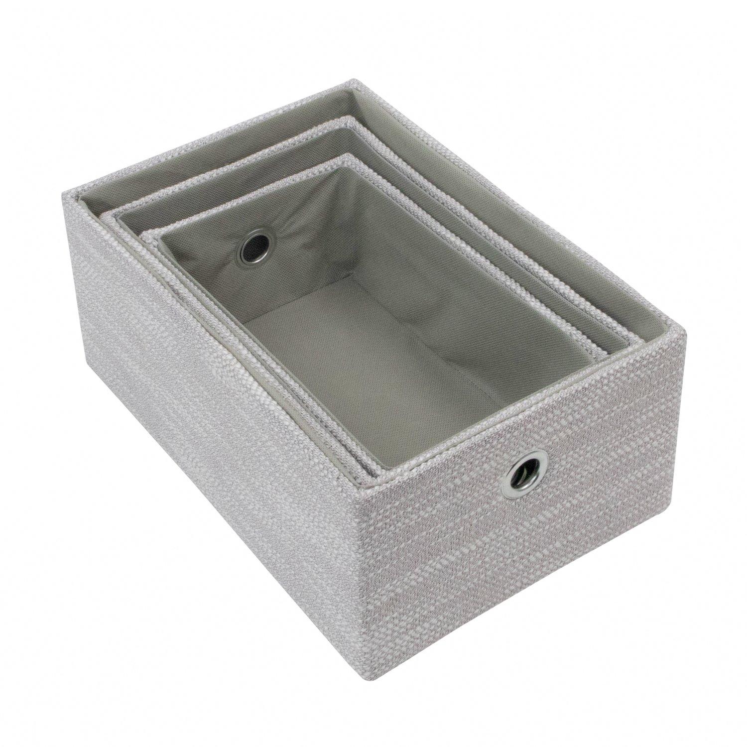 Grey - JVL - Serena Set of 3 Rectangular Storage Baskets, H - 2