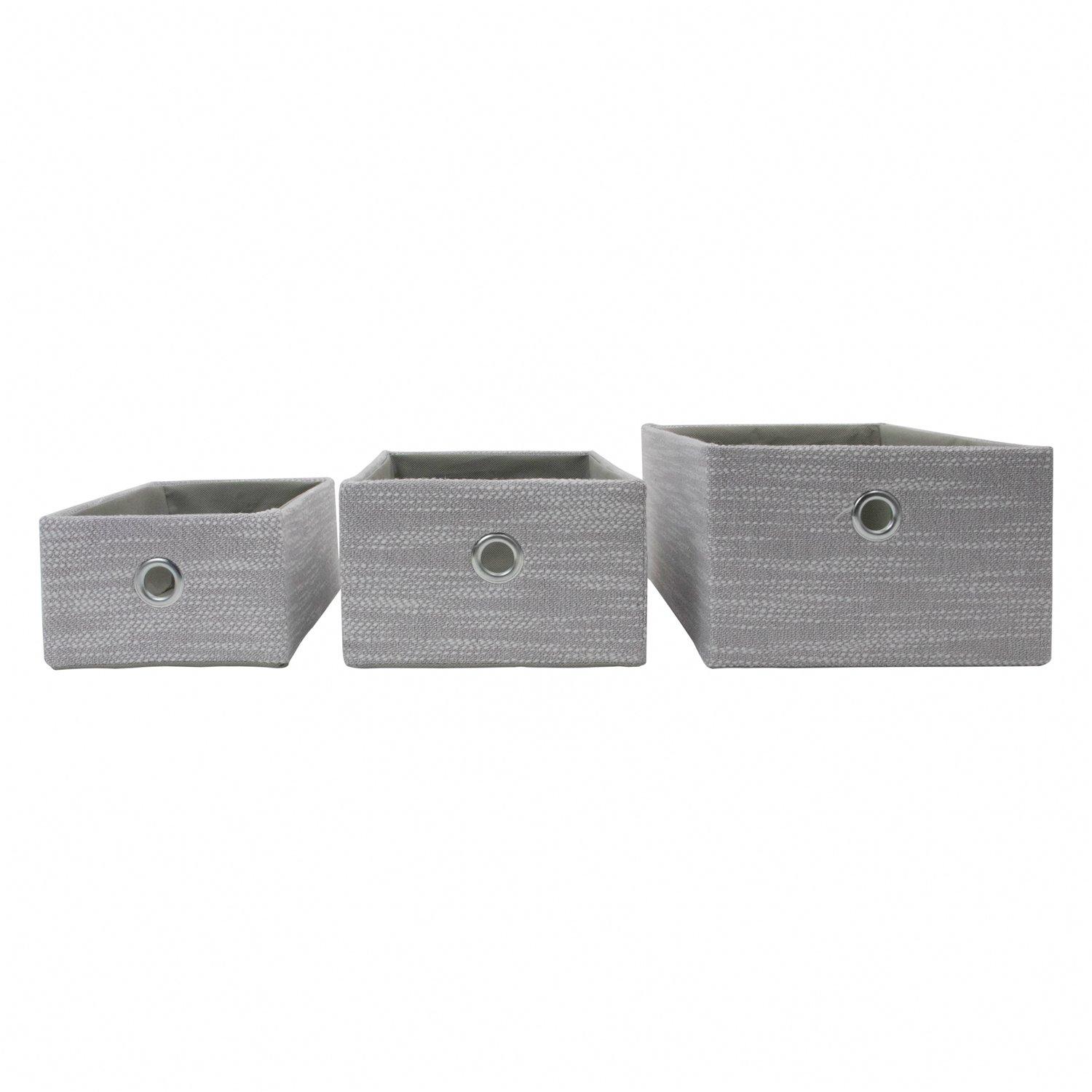 Grey - JVL - Serena Set of 3 Rectangular Storage Baskets, H - 3