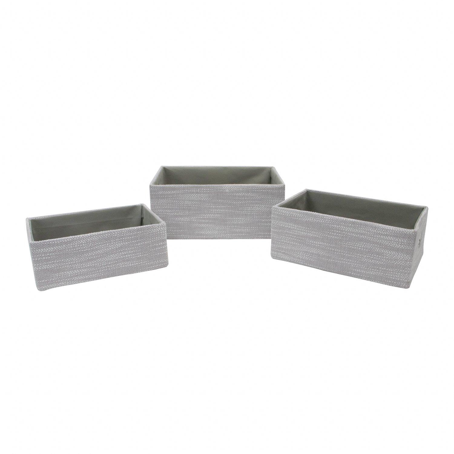Grey - JVL - Serena Set of 3 Rectangular Storage Baskets, H - 4