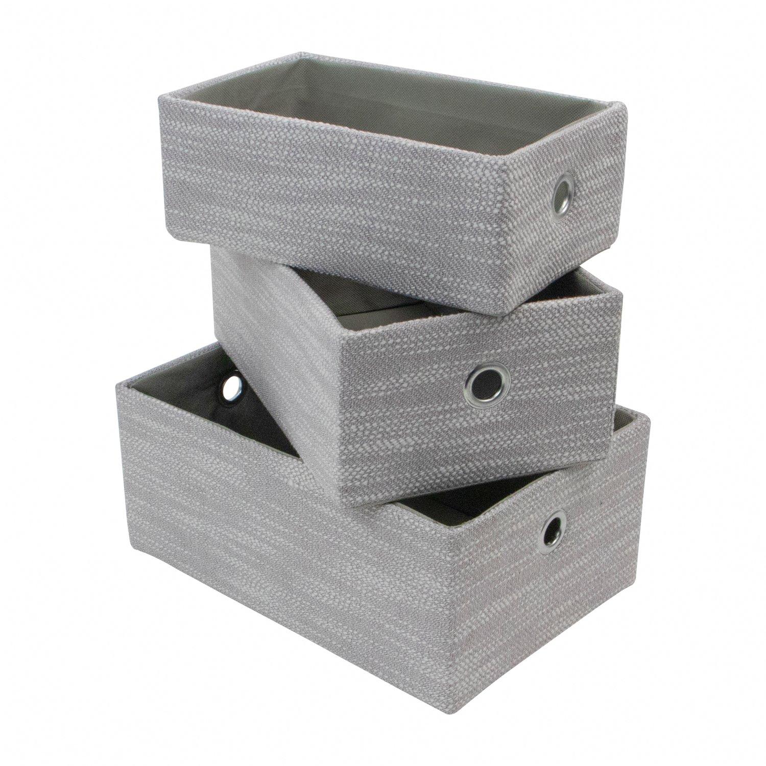 Grey - JVL - Serena Set of 3 Rectangular Storage Baskets, H - 5